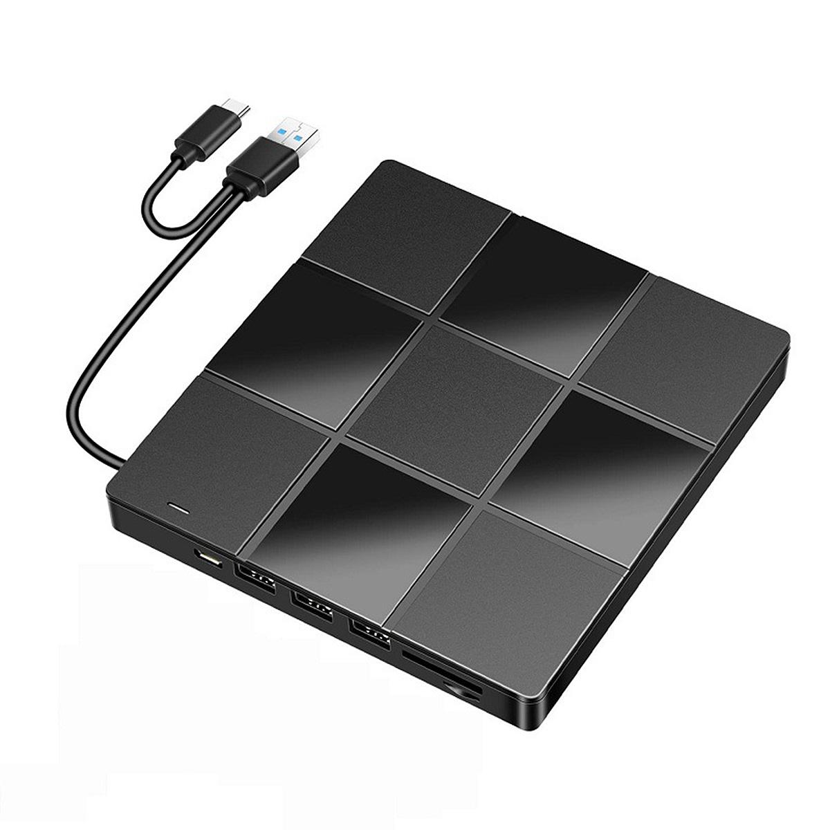 Slyrun Externes DVD Laufwerk mit USB 3.0 und Type-C, Tragbares CD Laufwerk für Laptop, PC, Plug & Play, CD-ROM Brenner KAUF-VIST-CE2343-020