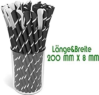 Hopser Funfood 125 Stück Slush Eis Löffelstrohhalme Papier Strohhalme Kompostierbar Plastikfrei 200 MM X 8 MM Löffel Eiskaffee