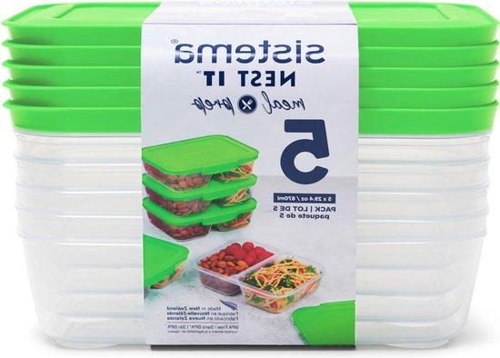 OEM Grüne 870ml Dosen mit Abteilungen und Deckel, 5er Set 2026