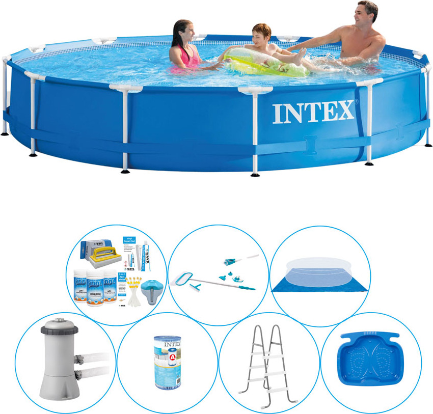 Bazén All in 1 - 8 dielov - Intex Kovový rám 366 x 76 cm