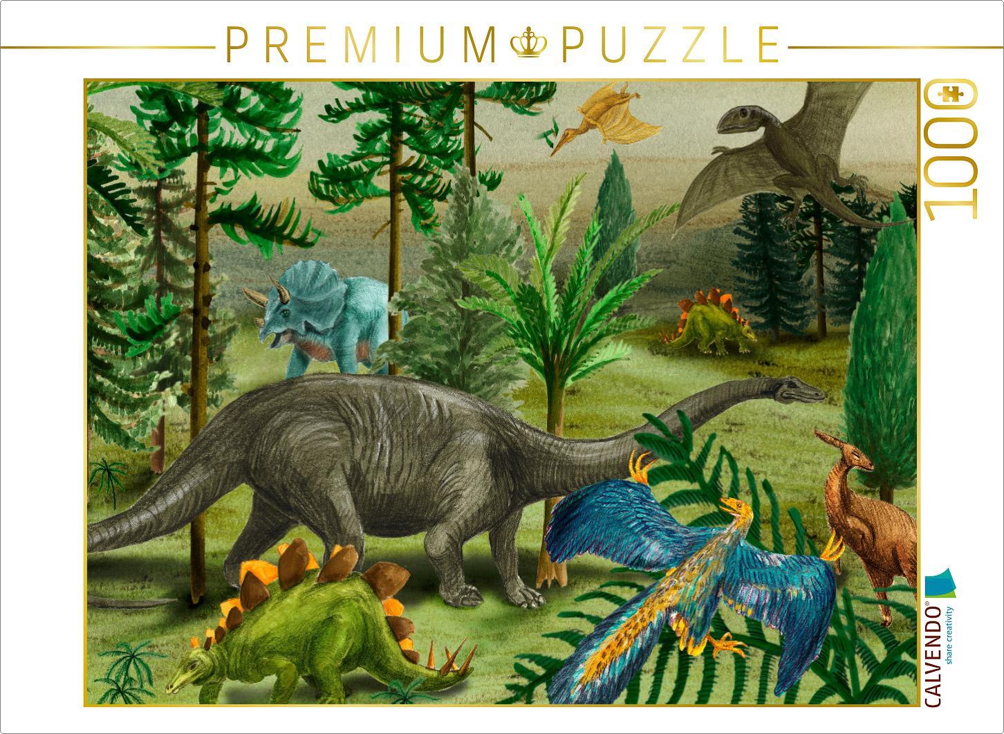 CALVENDO Puzzle Erdzeitalter Jura, Leben auf dem Land | 1000 Teile Lege-Größe 64x48cm Foto-Puzzle für glückliche Stunden