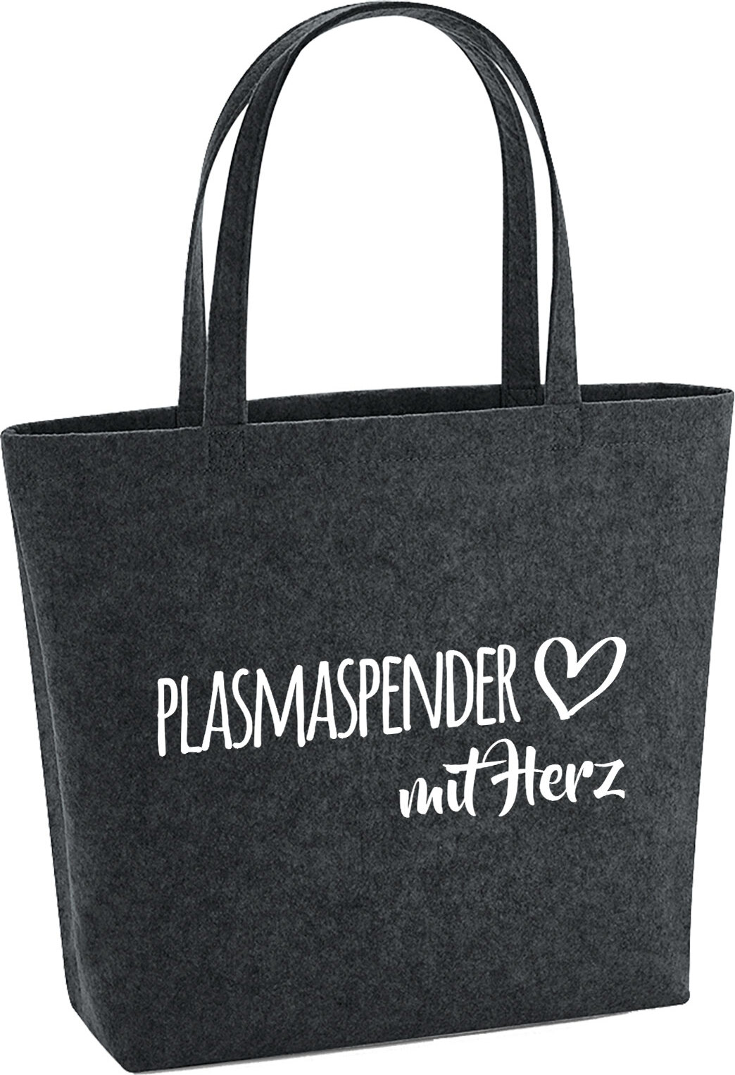 Hellweg Druckerei Huuraa Filzshopper Plasmaspender mit Herz 22 Liter Charcoal Melange Filztasche Geschenkidee 3388FIS-CHAR