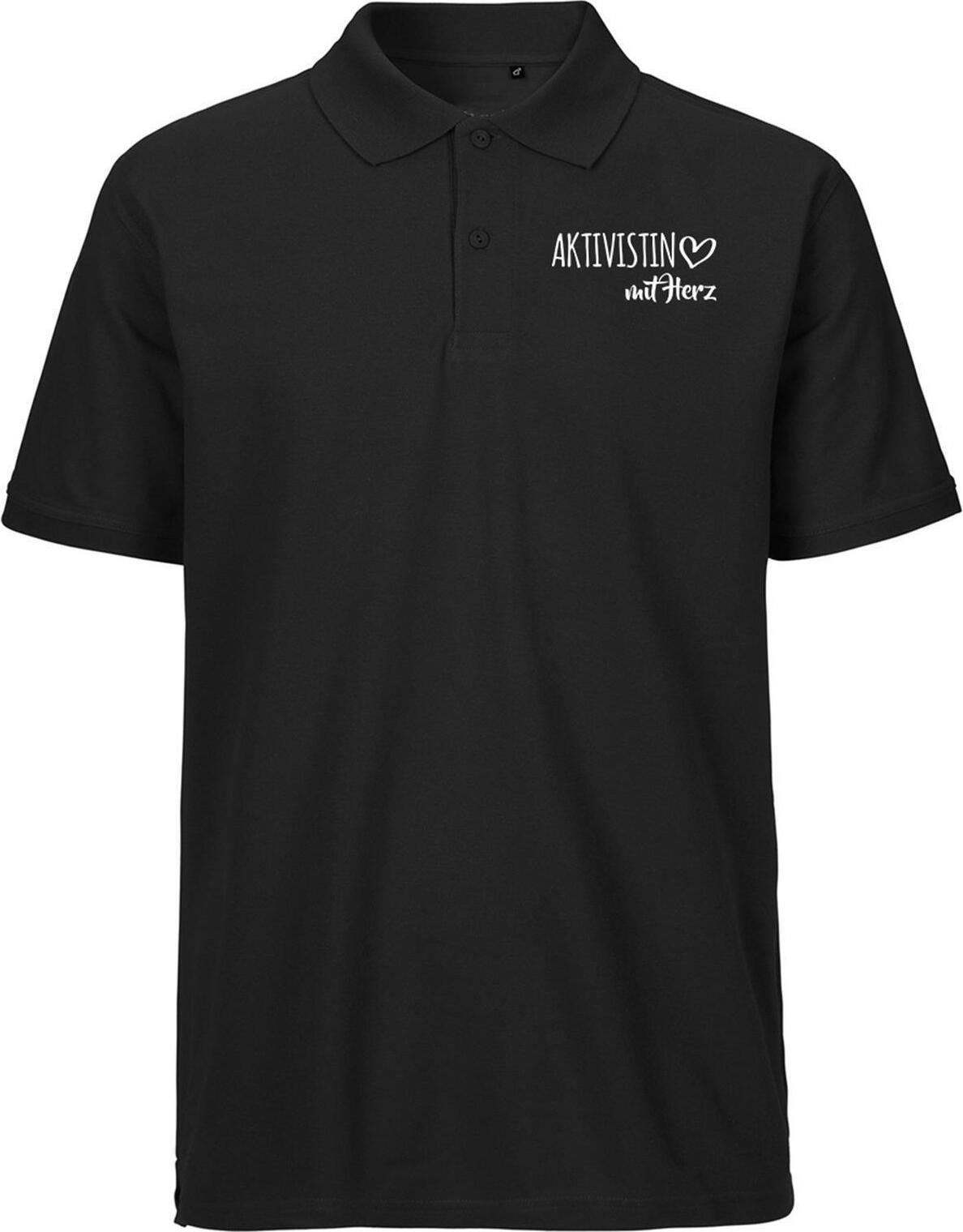 Hellweg Druckerei Huuraa Herren Polo Shirt Aktivistin mit Herz L Black Bio Baumwolle Fairtrade Poloshirt Geschenkidee 3183HP-L-BLA