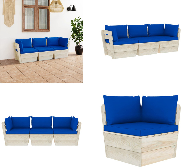 vidaXL Záhradná 3-miestna pohovka z paliet s vankúšmi zo smrekového dreva - Pohovka z paliet - 3-miestna pohovka - 3-miestne pohovky