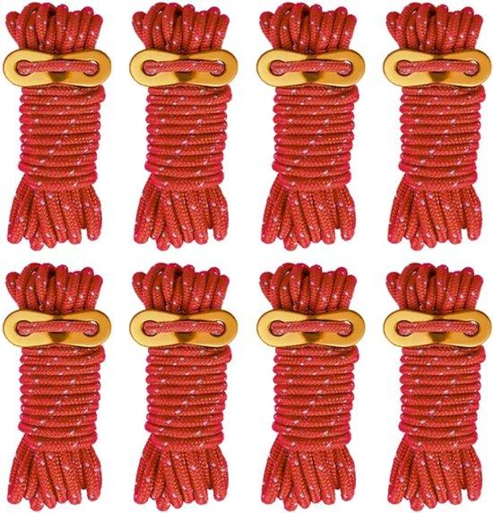 OEM Aluminium-Kampeertouwen 5 mm, verstelbare Spanner, für Zelte, Segel, Camping, Outdoor, 4 m, rot. 2026