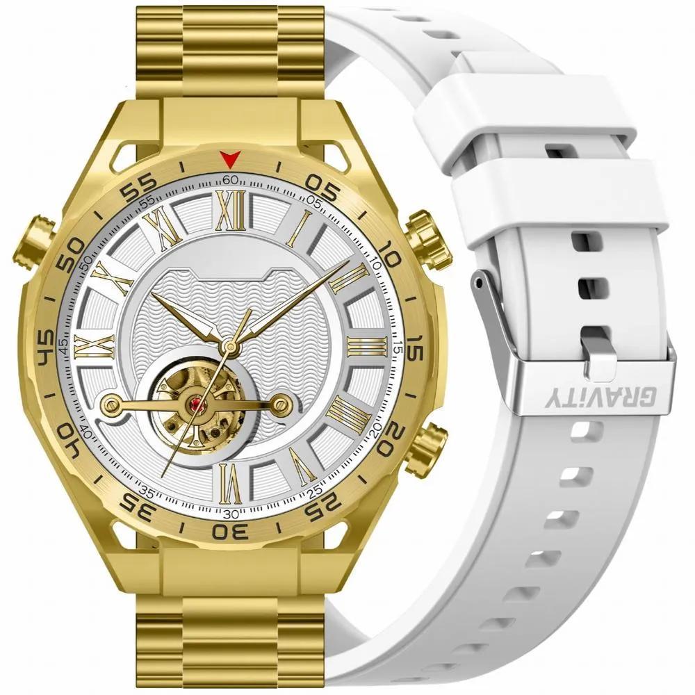 Gravity Smartwatch Herren Gold – Sportuhr mit Bluetooth, Pulsmesser, Blutdruck, Schlafmonitor, Touchscreen 1.39
