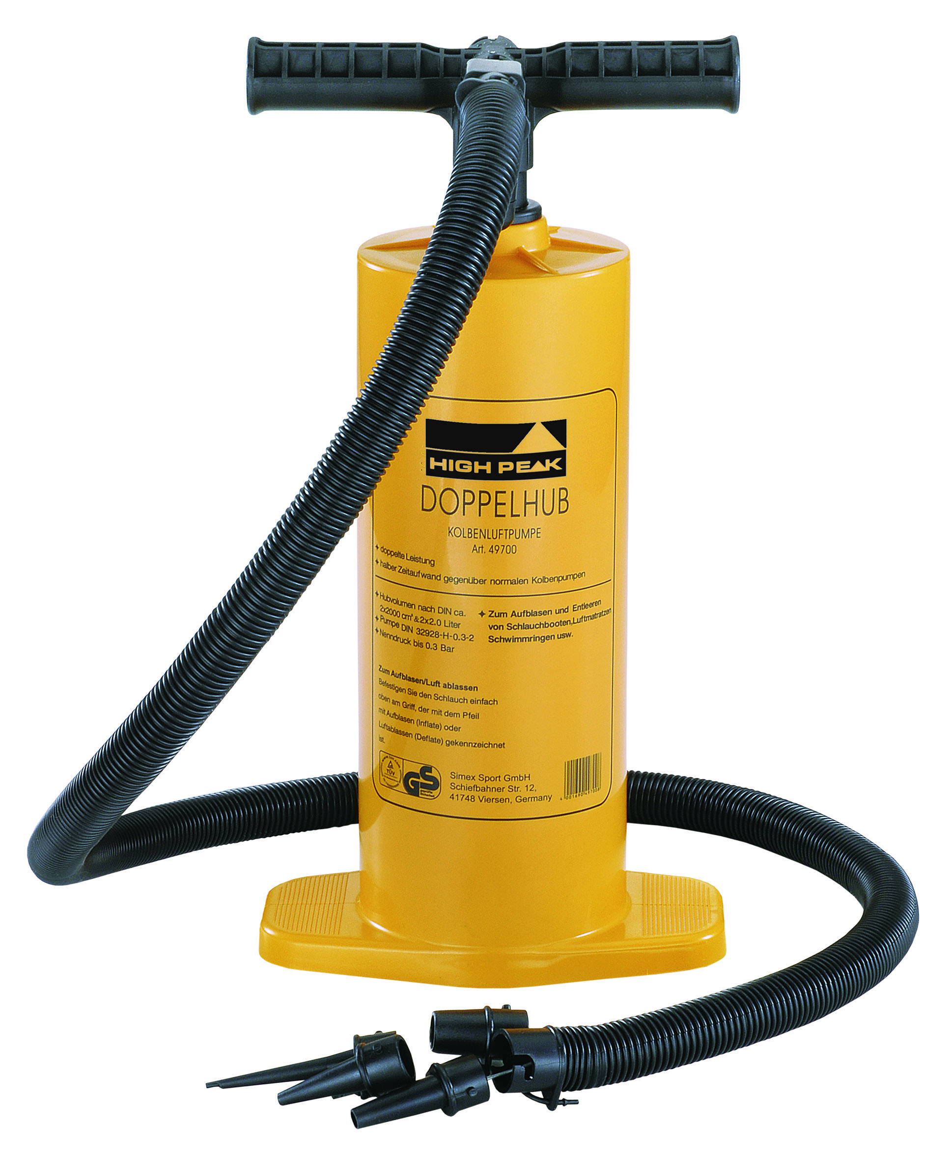 High Peak Doppelhubpumpe (gelb/schwarz) 49702