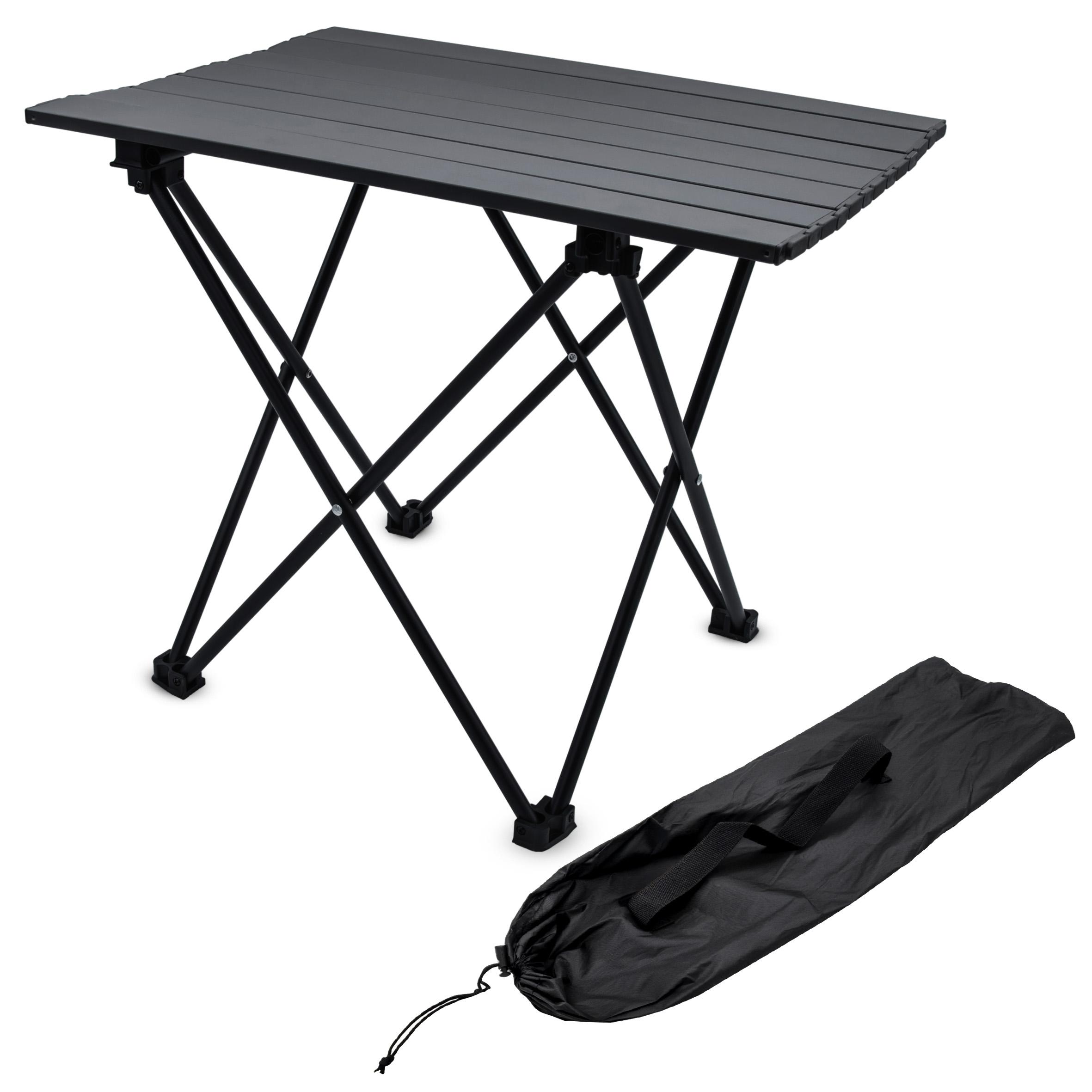Camping Klapptisch Schwarz – 40x35x31cm, Mit Einrollbarer Tischplatte, Inkl. Tragetasche, 1,4 Kg Leicht, Belastbar Bis 25 Kg – Für Garten, Balkon & Reise Camping Klapptisch 40x35 Cm