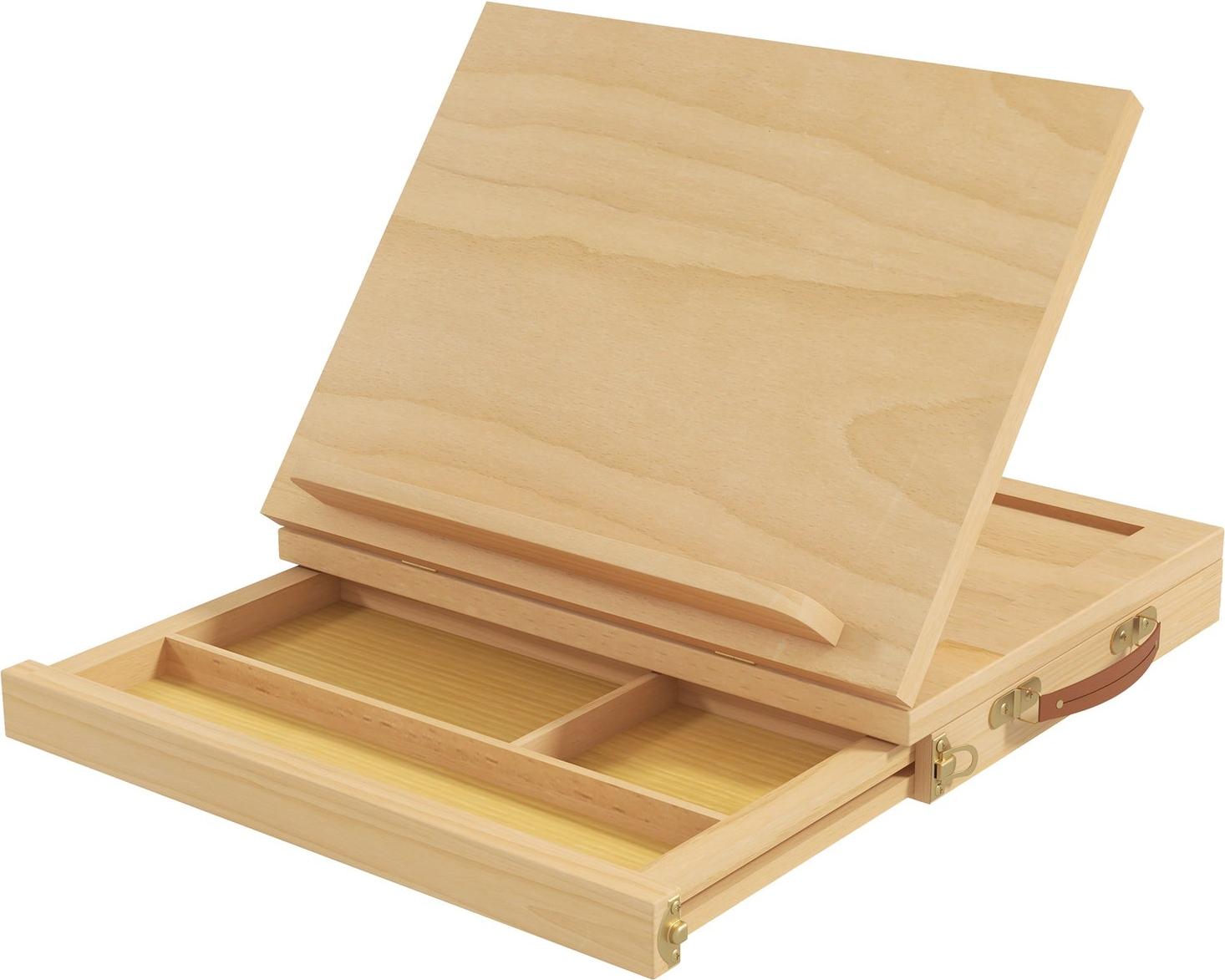 JTI GmbH Staffelei Keilrahmen Kofferstaffelei Atelierstaffelei Winkelverstellbar Faltbar Mit Schublade Buchenholz Natur