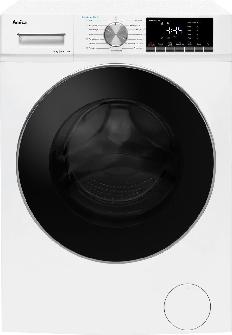 Amica WA 494 080, Frontlader, 9 kg, C, 76 dB, 1400 RPM, A