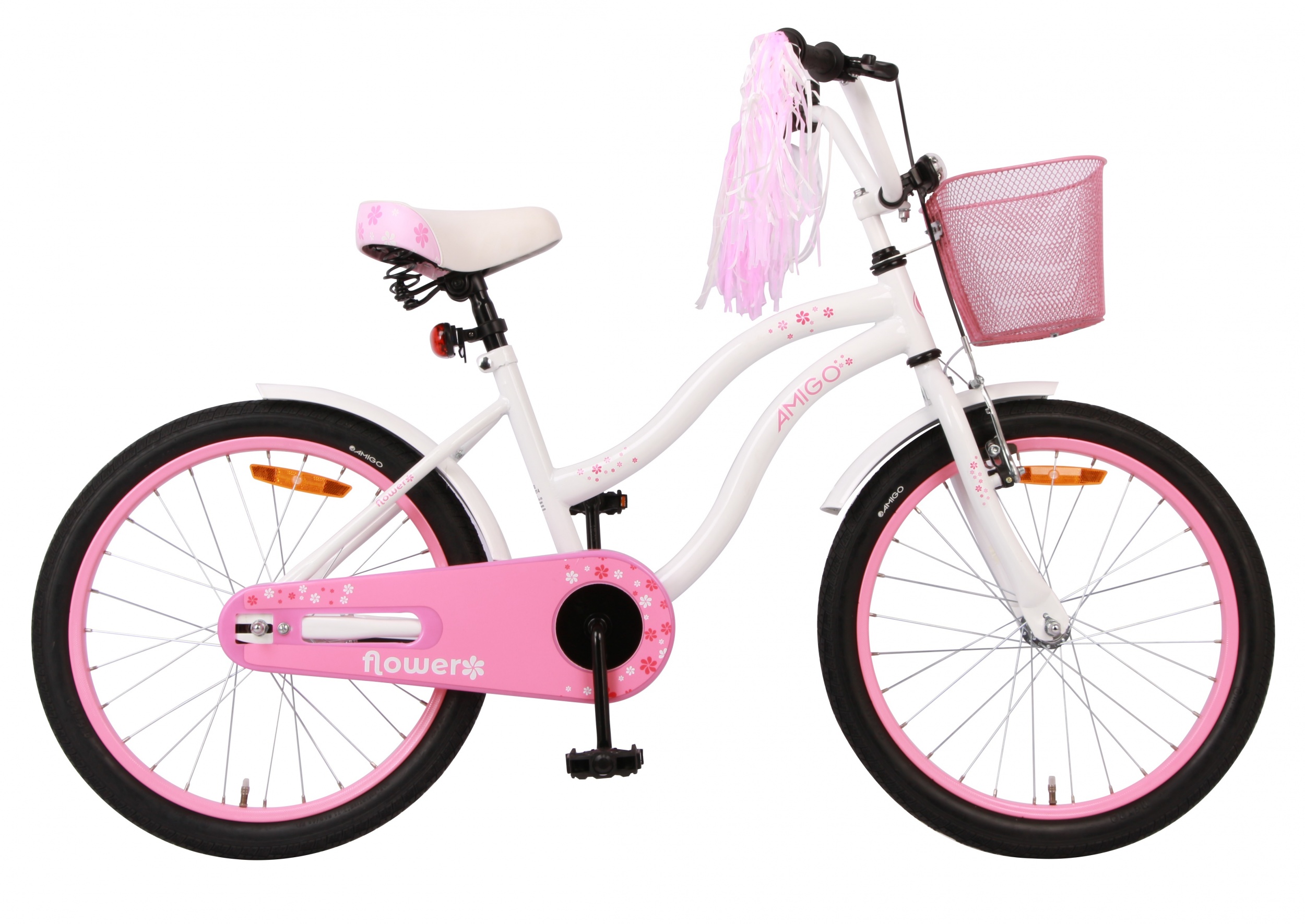 ROSES Kinderfahrrad Mädchen fahrrad  Kinder Rad Fahrrad 20" Weiss-Rosa 