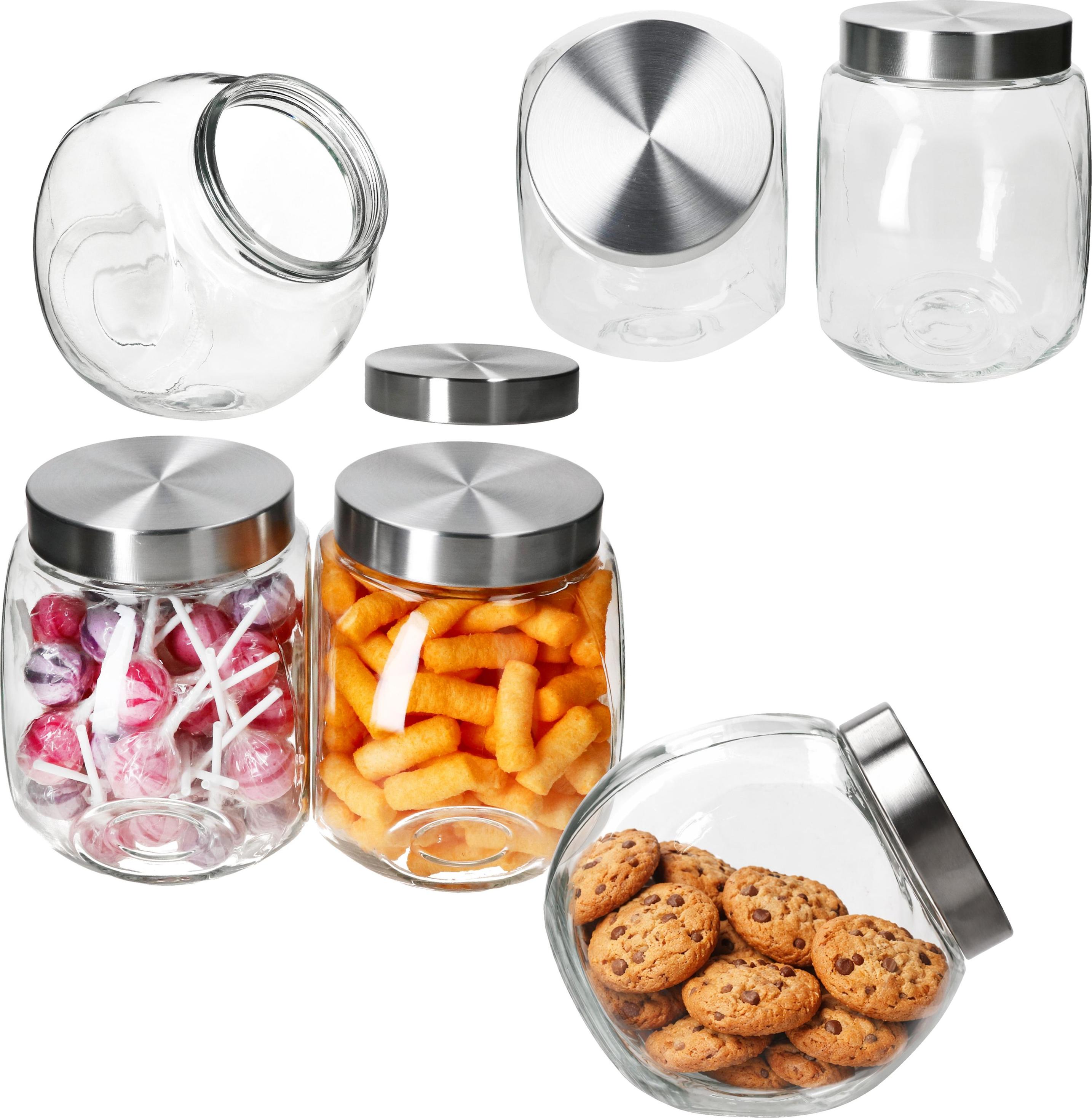 MamboCat 6x Dora Keksglas 2L Bonbonniere Glasdose mit Metall-Deckel Vorratsglas