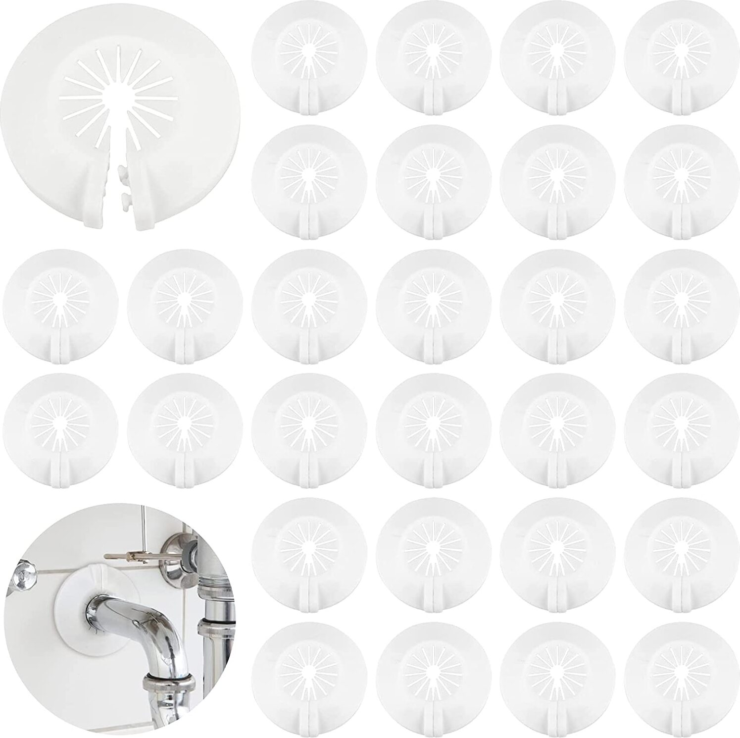 XS Rohrabdeckungen 30Pcs Heizkörperrosetten Kunststoff Heizkörper Rohrabdeckungen Rohrmanschette Für 15-29 mm Wasserleitungen, Gasleitungen,Heizungsrohre, Wasserhahnrohre Abdeckung