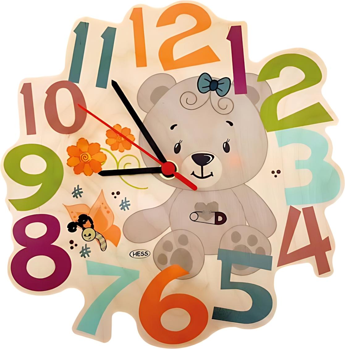 Hess-Holzspielzeug Wandquarzuhr Bär nature 30012
