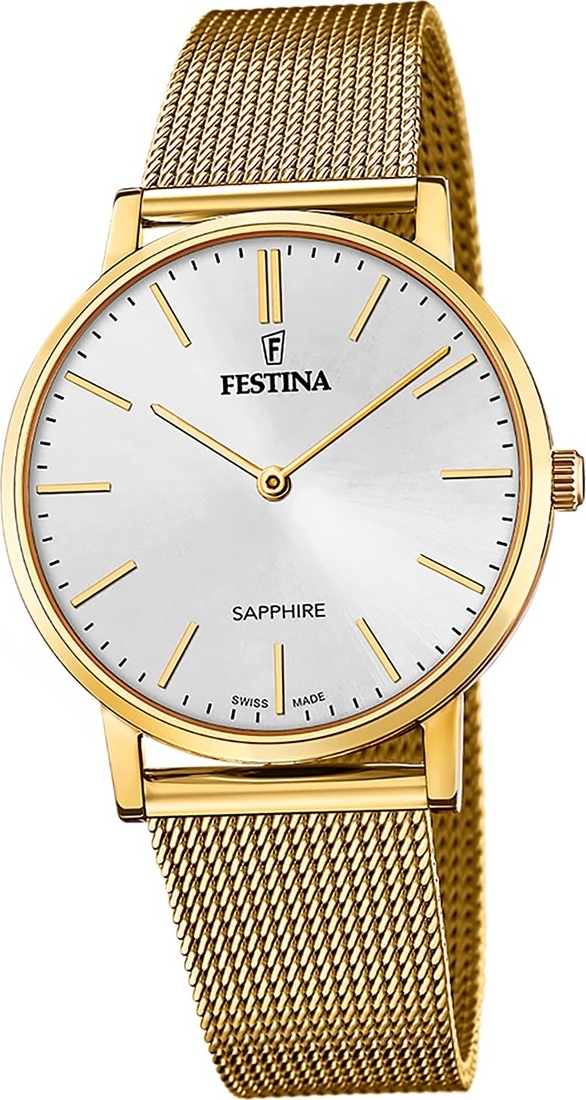 Festina pánske hodinky z ušľachtilej ocele zlaté Festina Swiss Made náramkové hodinky D2UF20022/1