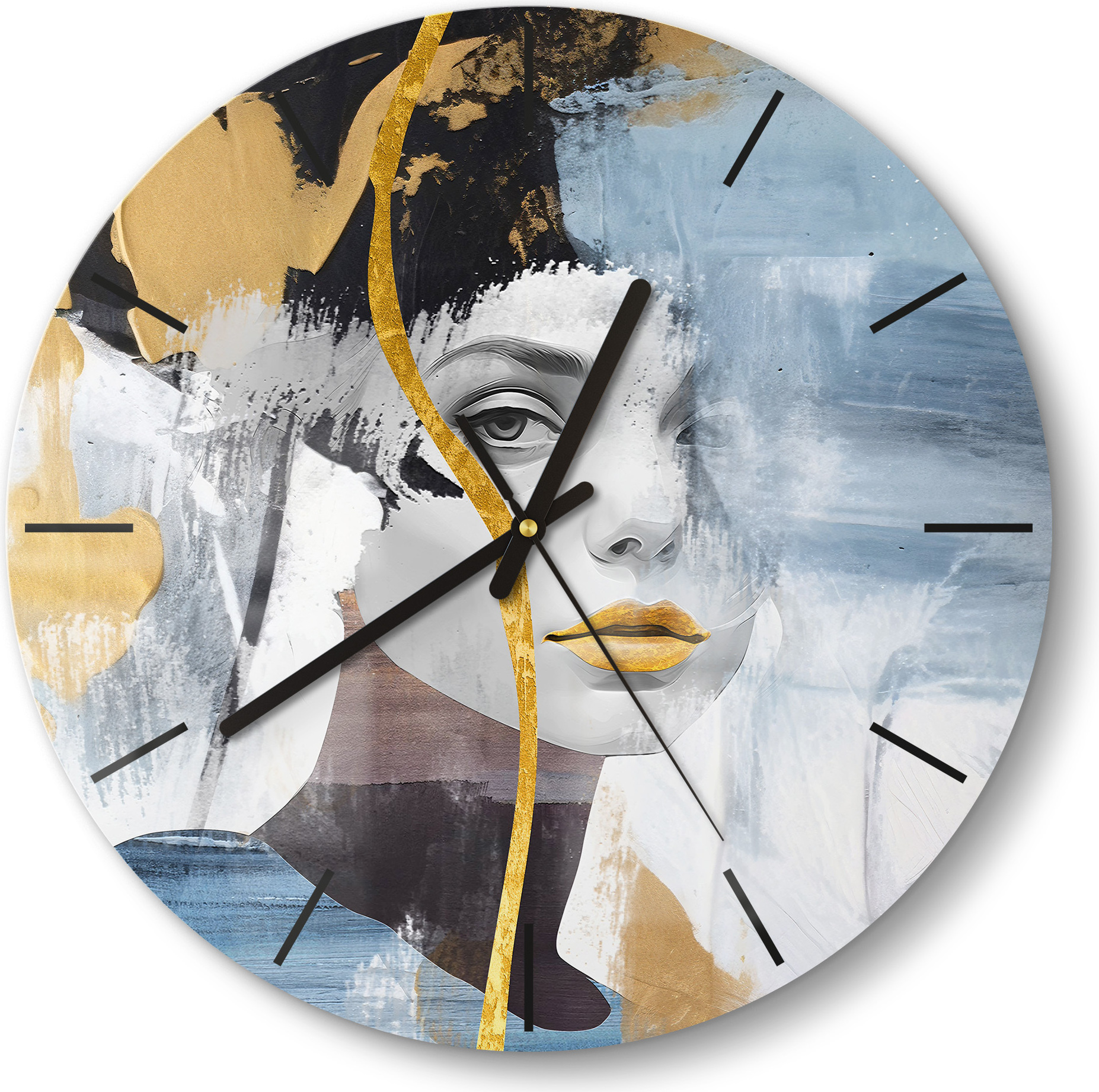 DEQORI Glasuhr Ø30 cm Modern 'Fragmentierte Eleganz' Wanduhr Glas Uhr Design leise Küchenuhr WC-D30-M-4492