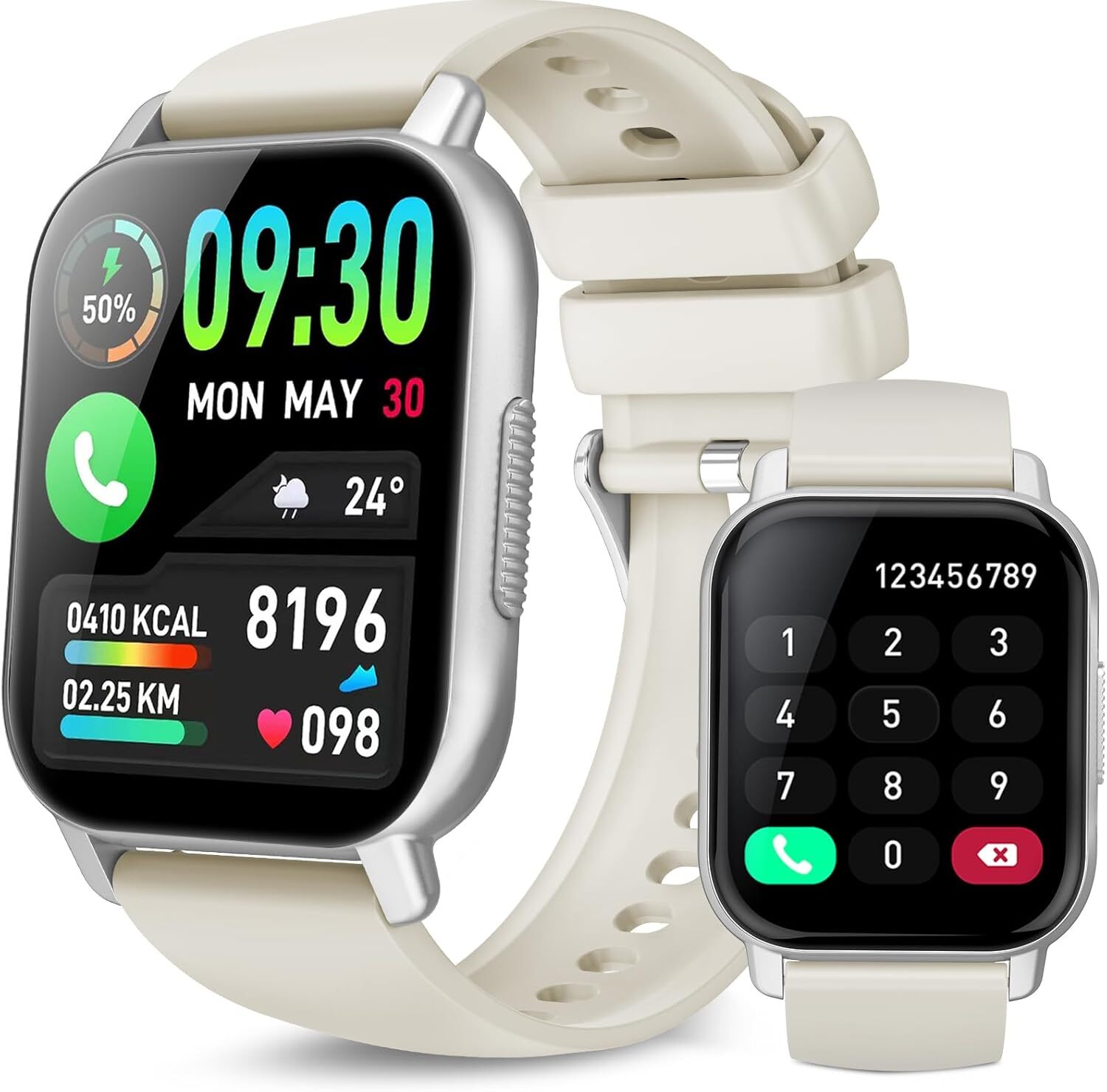 WeurGhy Fur Damen Herren Smartwatch mit Telefonfunktion Pulsmesser/Schlafmonitor, IP68 wasserdichte Fitness Informationserinnerung , 112+ Sportmodi, Sport