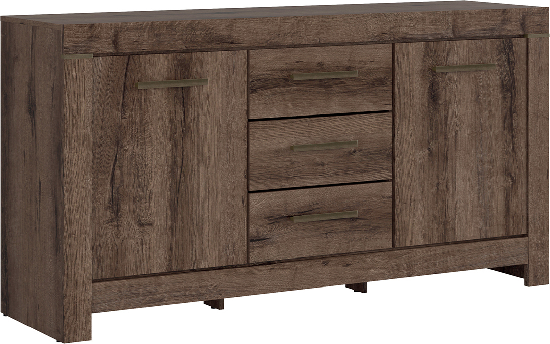 Buffet Adam mit 3 Schubladen und 2 Türen, Dunkles Holzoptik, 160cm