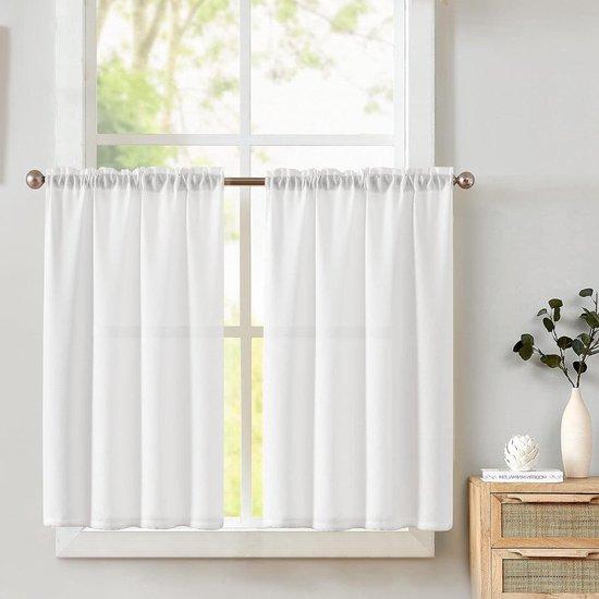 OEM Bistrogordijn-Set - Privatsphäre und Stil - 2er-Pack - weiß - Leinen-Look - 90 x 60 cm 2026