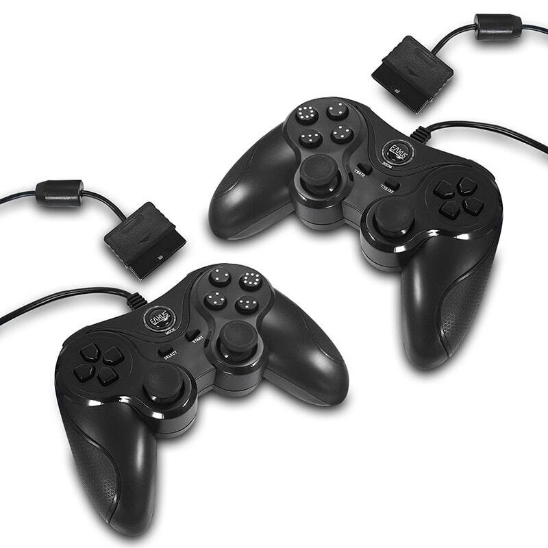 Double Shock Controller für PS2 im 2er Set, Gamepad mit Vibration, Eaxus Eaxus PS2 / PS1 Gamepad