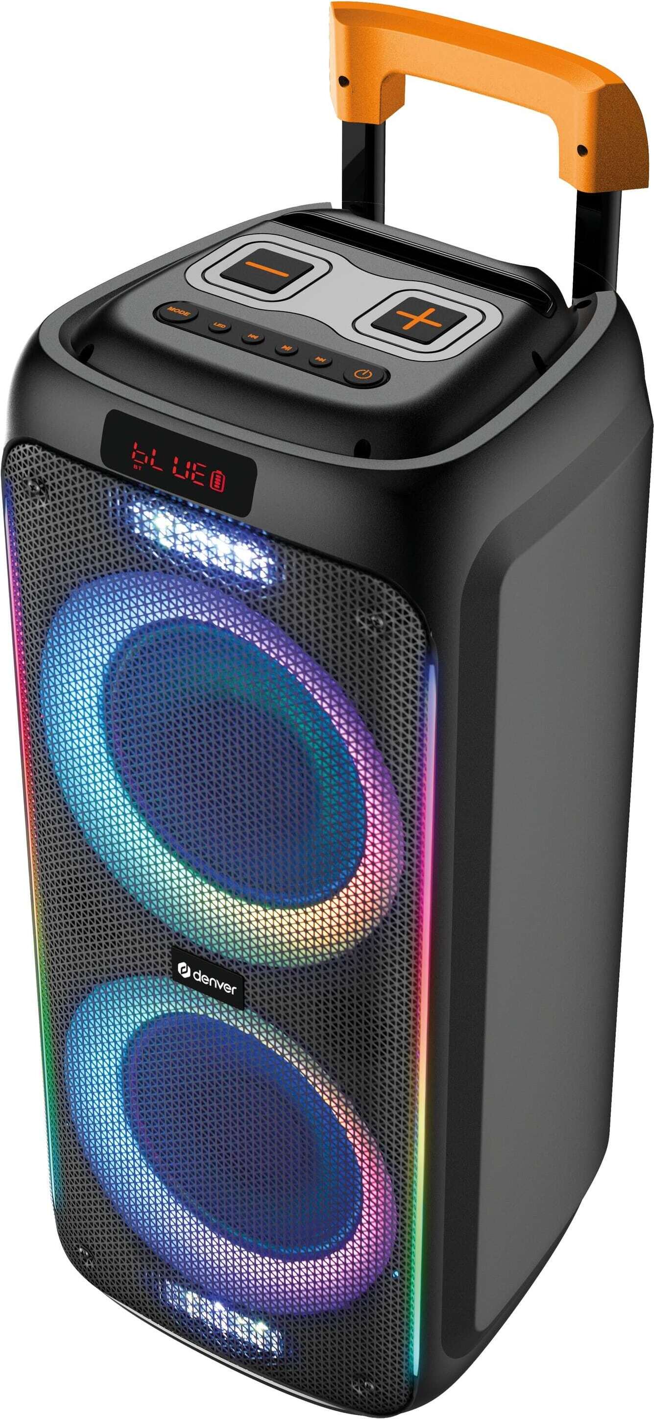 Denver TSP-456 Bluetooth reproduktor na vozíku LED 2 x 8" reproduktory 600W čierna
