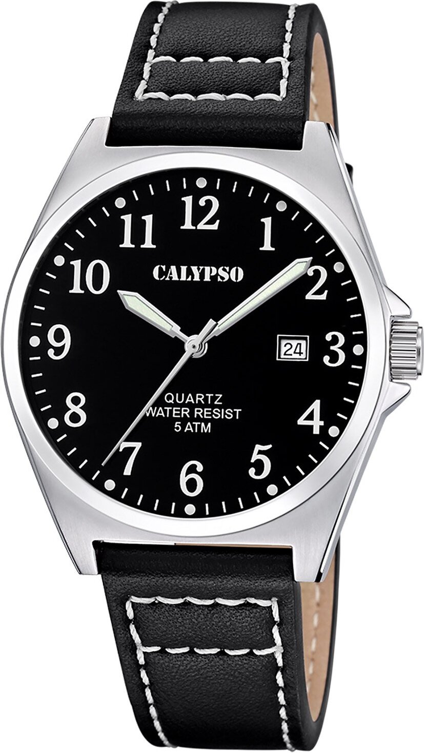 Calypso K5868/4 Herren-Armbanduhr mit Lederband Schwarz
