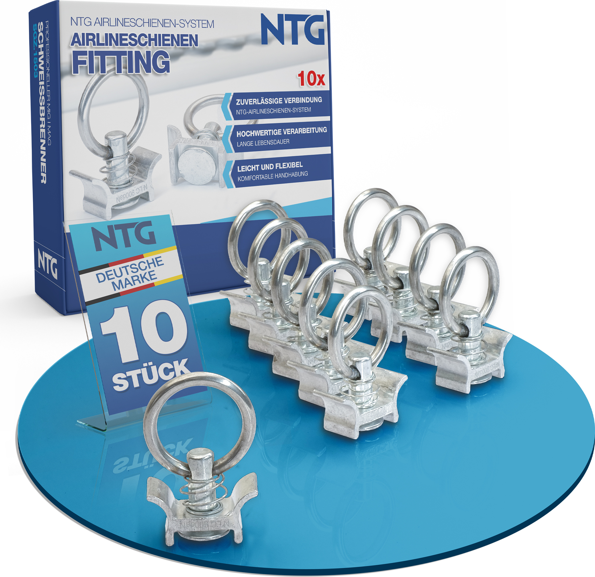 10 X Doppel Fitting Endbeschlag Mit Ring 44mm Für Airlineschiene In - Foto 2