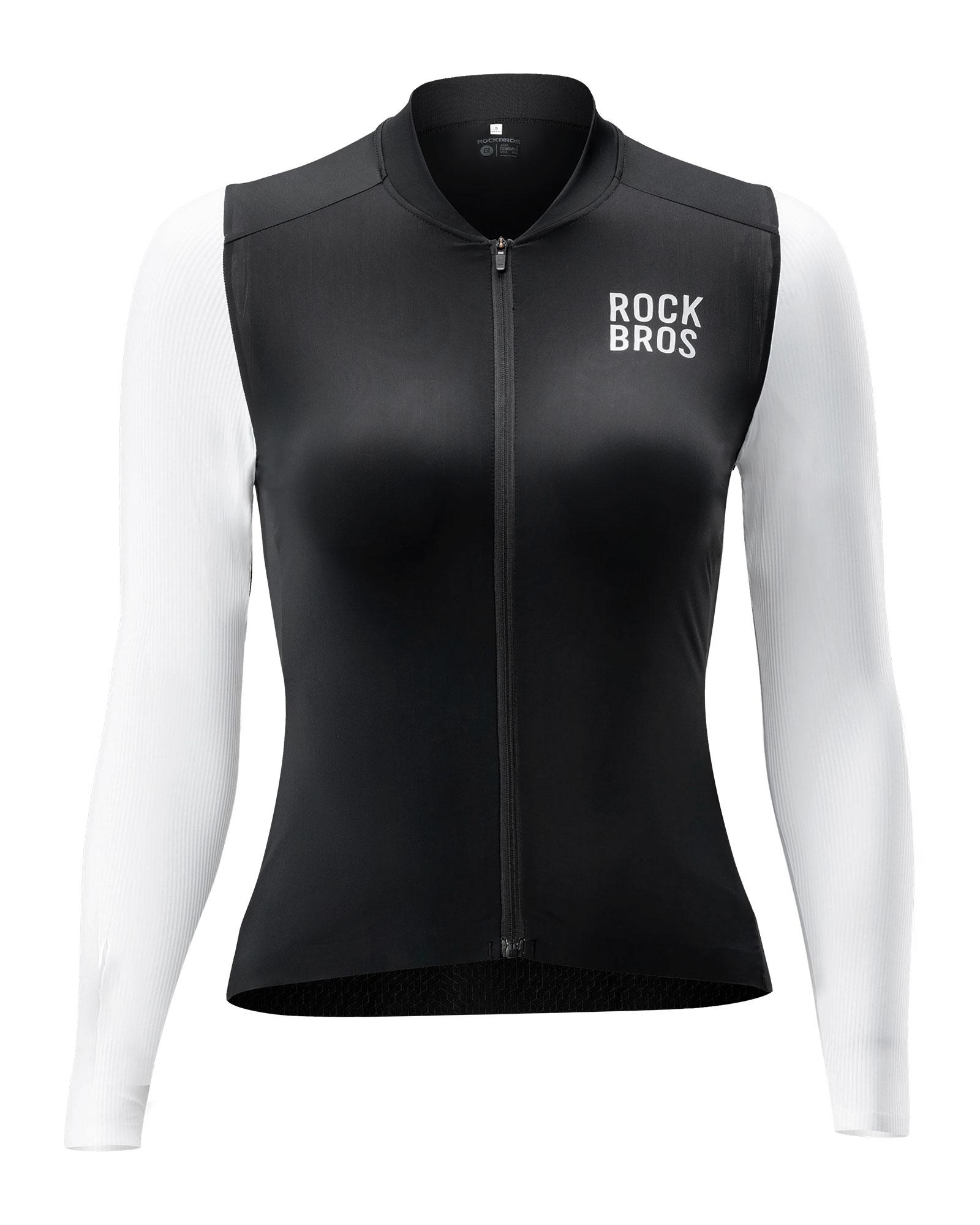 ROCKBROS Damen Radtrikot Langarm Fahrradtrikot Atmungsaktiv Fahrrad Jacke Sommer MTB Fahrradkleidung Schwarz-weiß XXL
