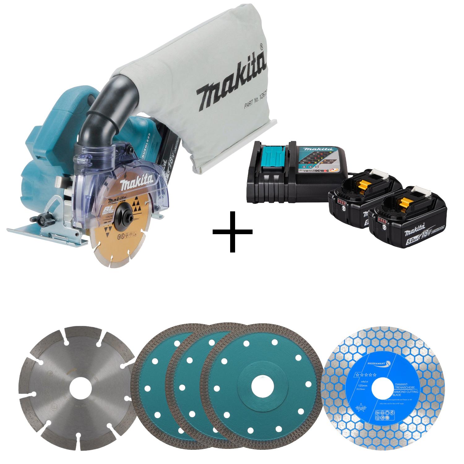 Makita Akku-Diamantschneider 18V DCC500 Komplettset – inkl. Power Source Kit (2x diamantschneider-akku
