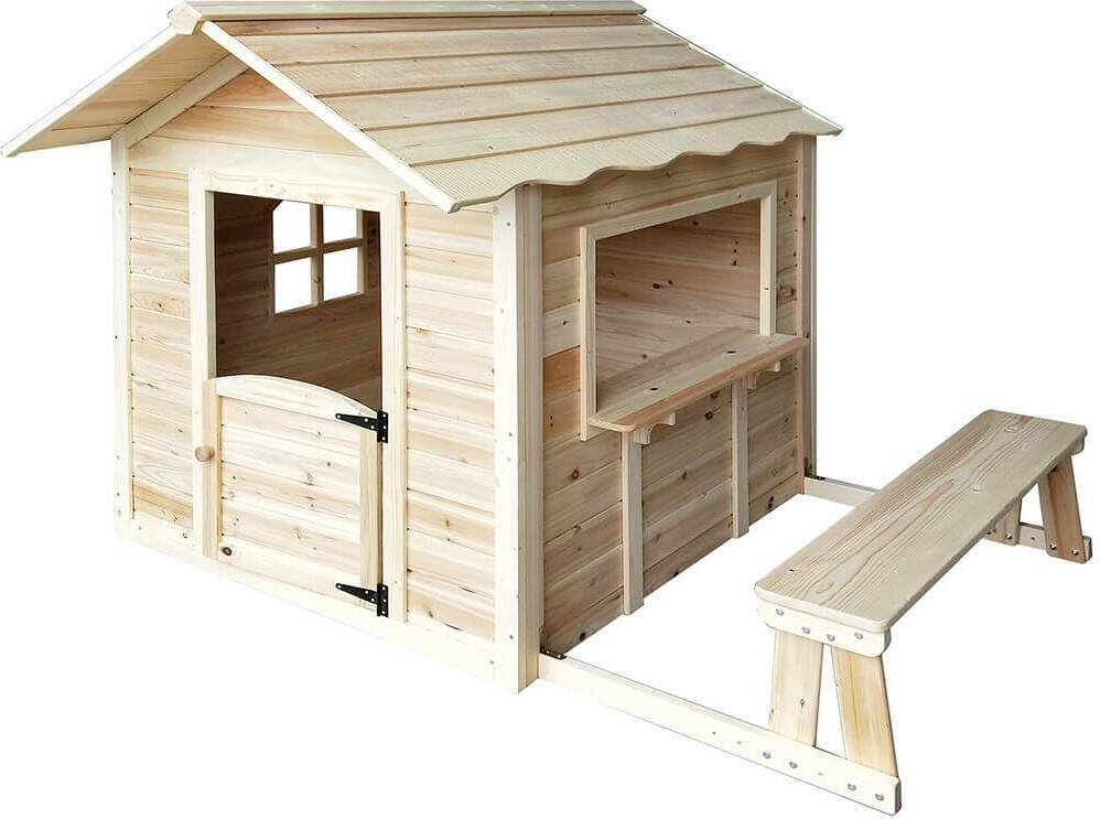 HOME DELUXE -Spielhaus DER GROßE PALAST - Natur mit Bank - Holz 9192