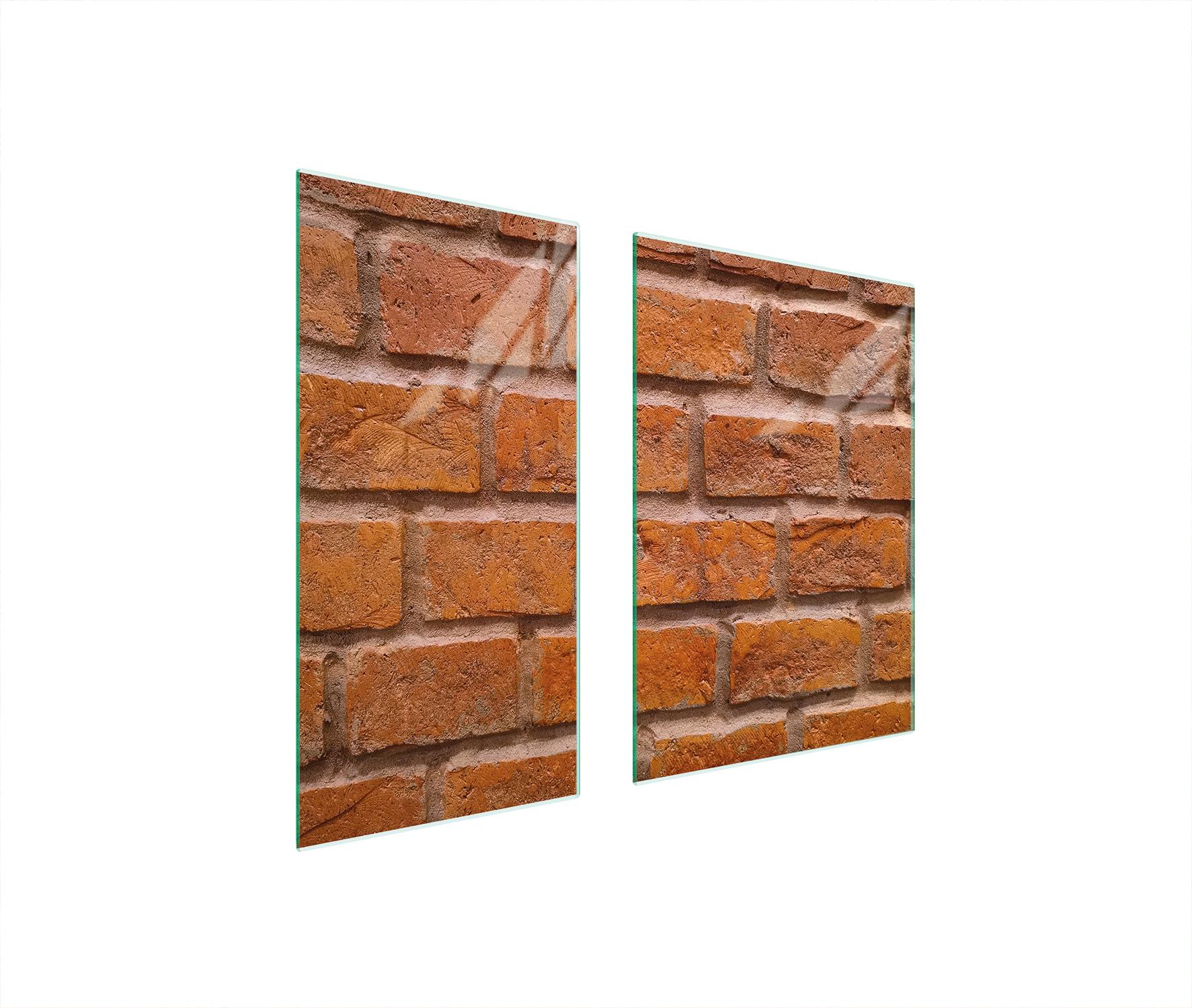 TMK ArtDeko Herdabdeckplatten 2 teilig 75x52 Ceranfeld Abdeckung Glas Schneidebrett Ziegel Rot