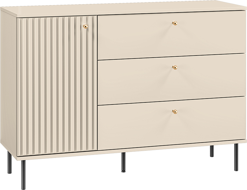 Buffet Nova mit 3 Schubladen und 1 Tür, Beige, 120cm