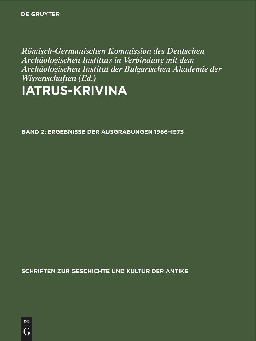 De Gruyter Ergebnisse der Ausgrabungen 1966-1973