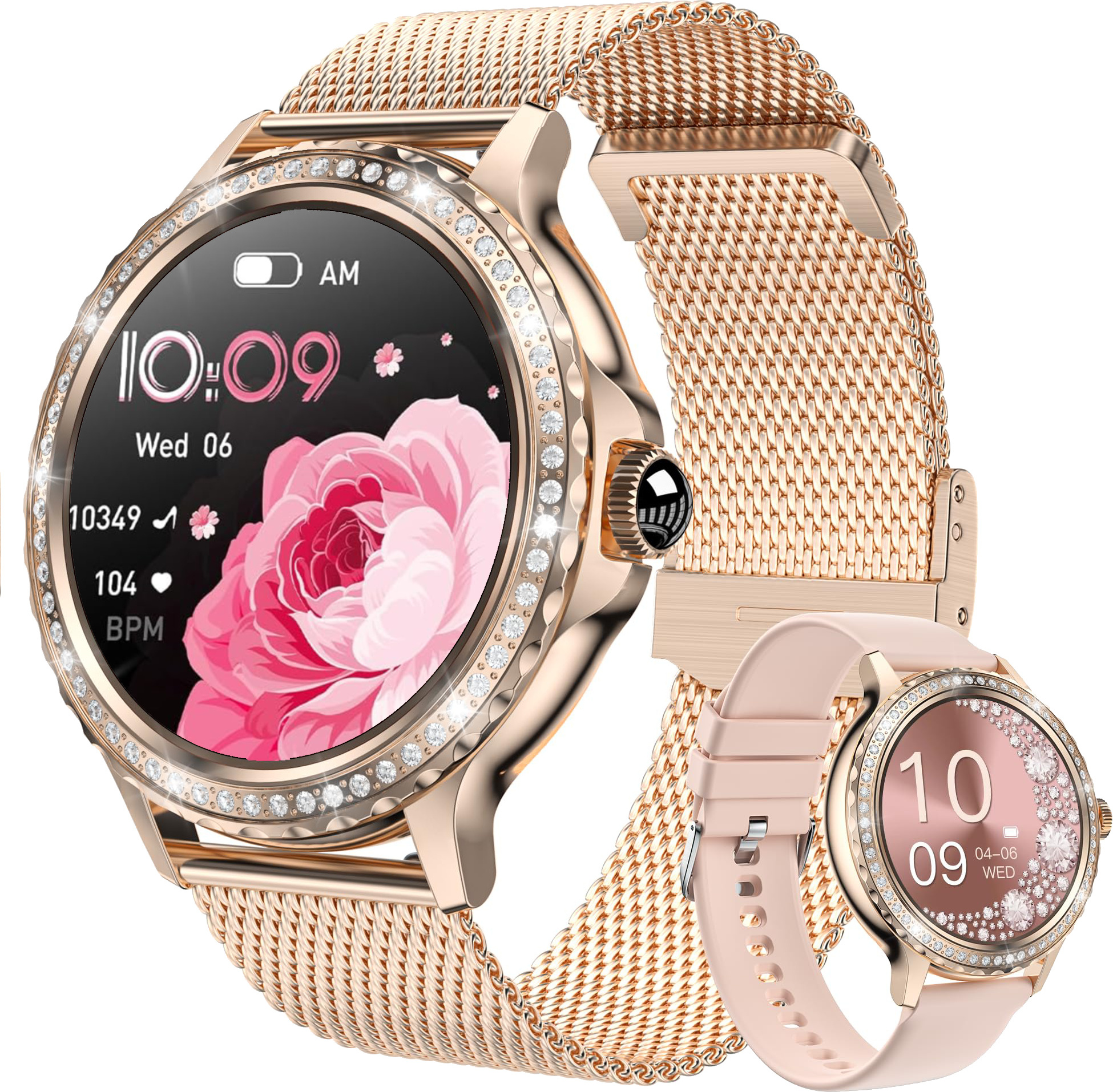 Smartwatch Dámy, IP68 vodotesné Fitness Tracker Smart Watch Dámy, s ženským cyklom riadenia spánku Monitor dámske náramkové hodinky pre iOS Android