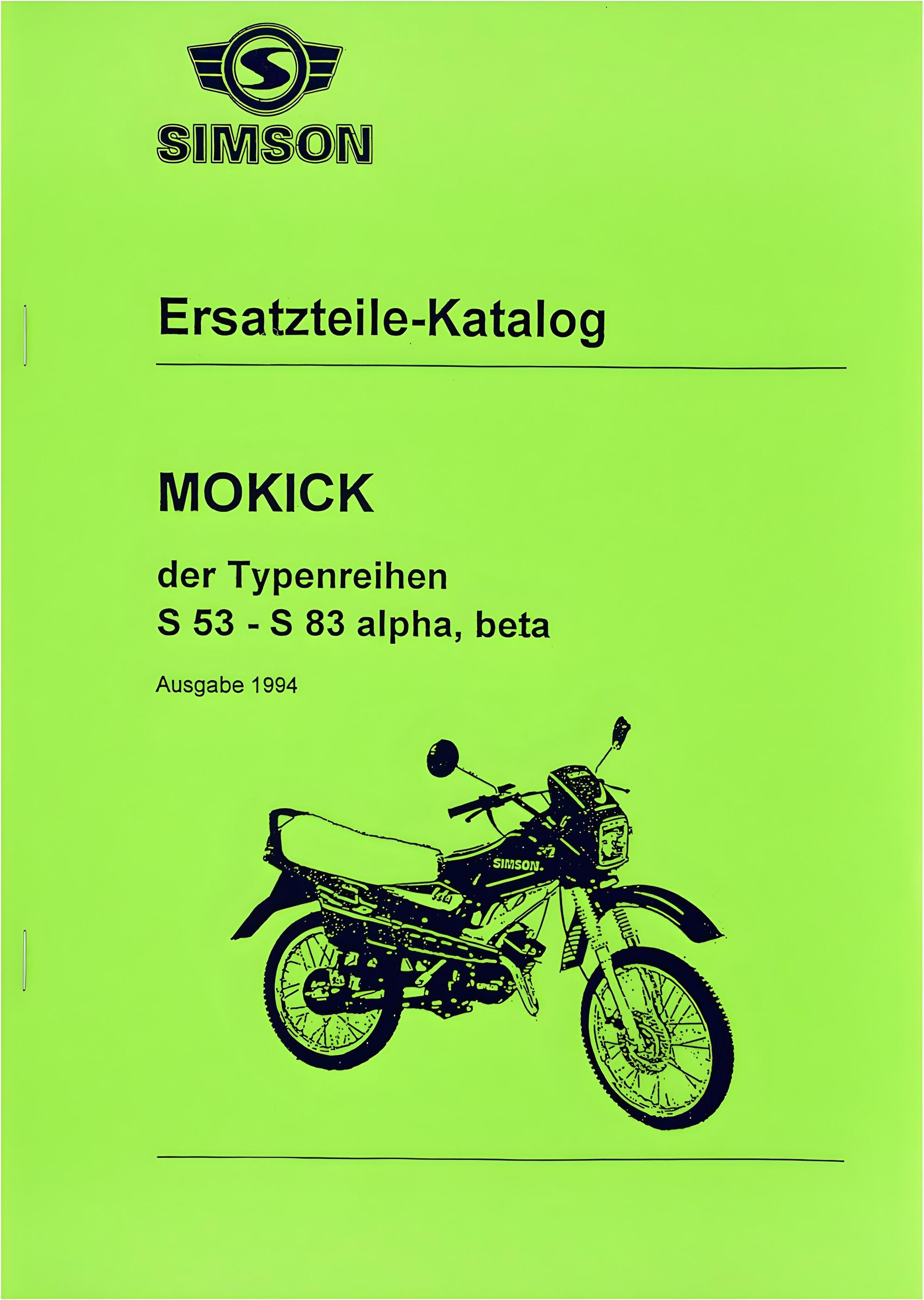 MZA Ersatzteilekatalog S53 - S83 alpha, beta Ausgabe 1994 88045