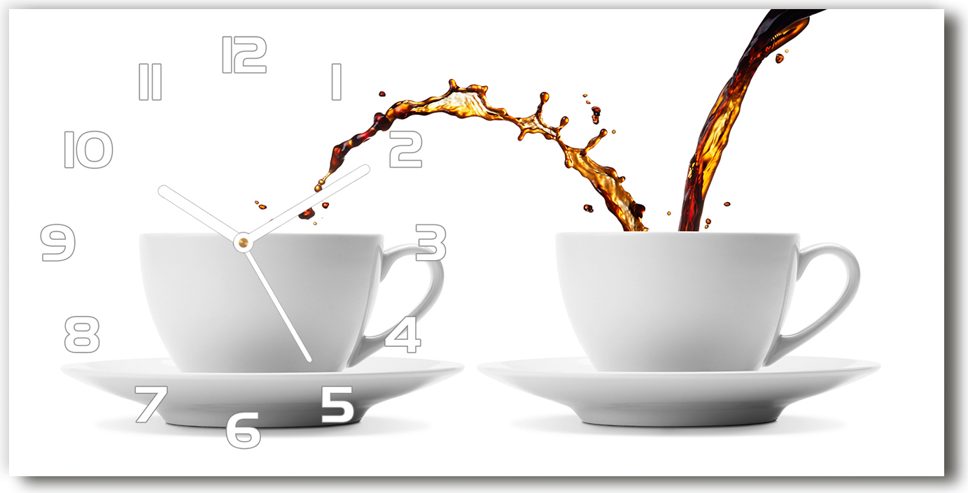 tulup Wanduhr aus Glas – 60x30 cm - Glasbild - Glasuhr - Gehärtetes Glas - weisse-zeiger - undichte Kaffee tw2-zsh-60x30-white-f-113588261