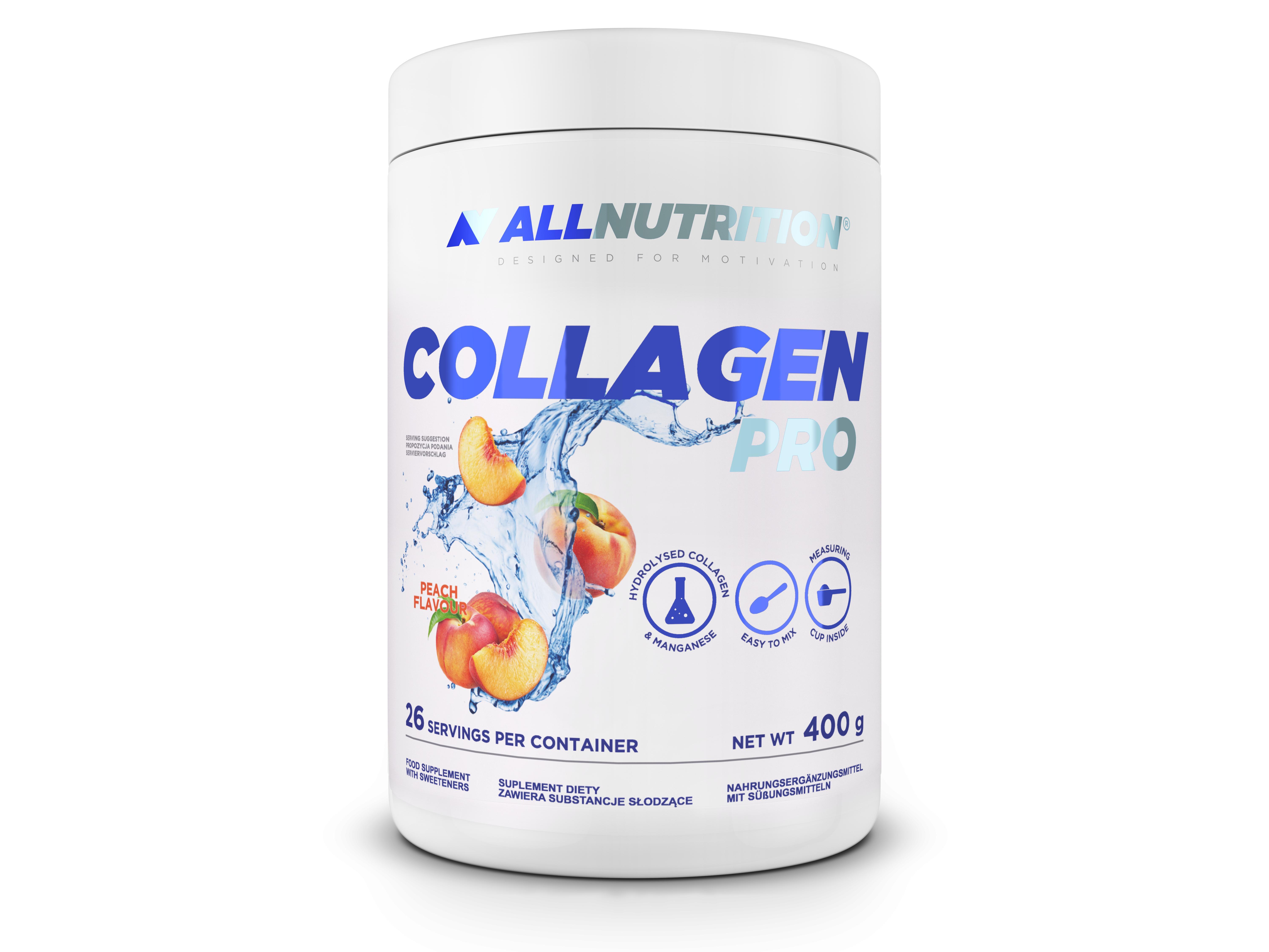 ALLNUTRITION Collagen Pro 400g Pfirsich Kollagen Collagen Haut Haare Hyaluronsäure