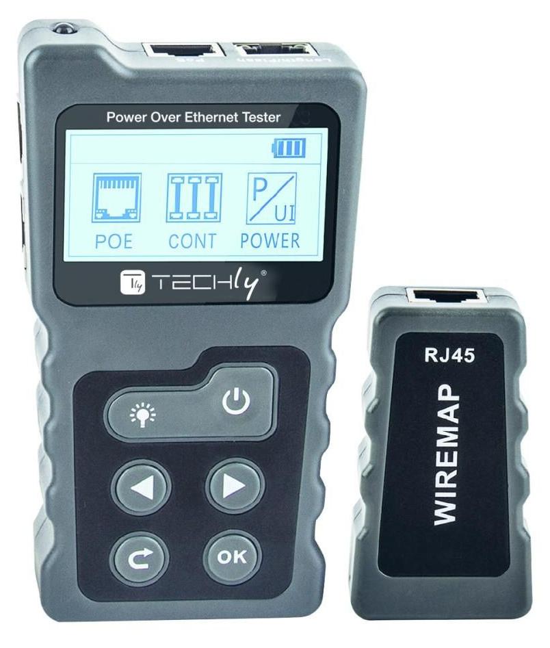 Techly I-CT PRO-POECK, PoE-Tester, RJ-45, PoE testing, 300 m, LCD, 128 x 64 mm