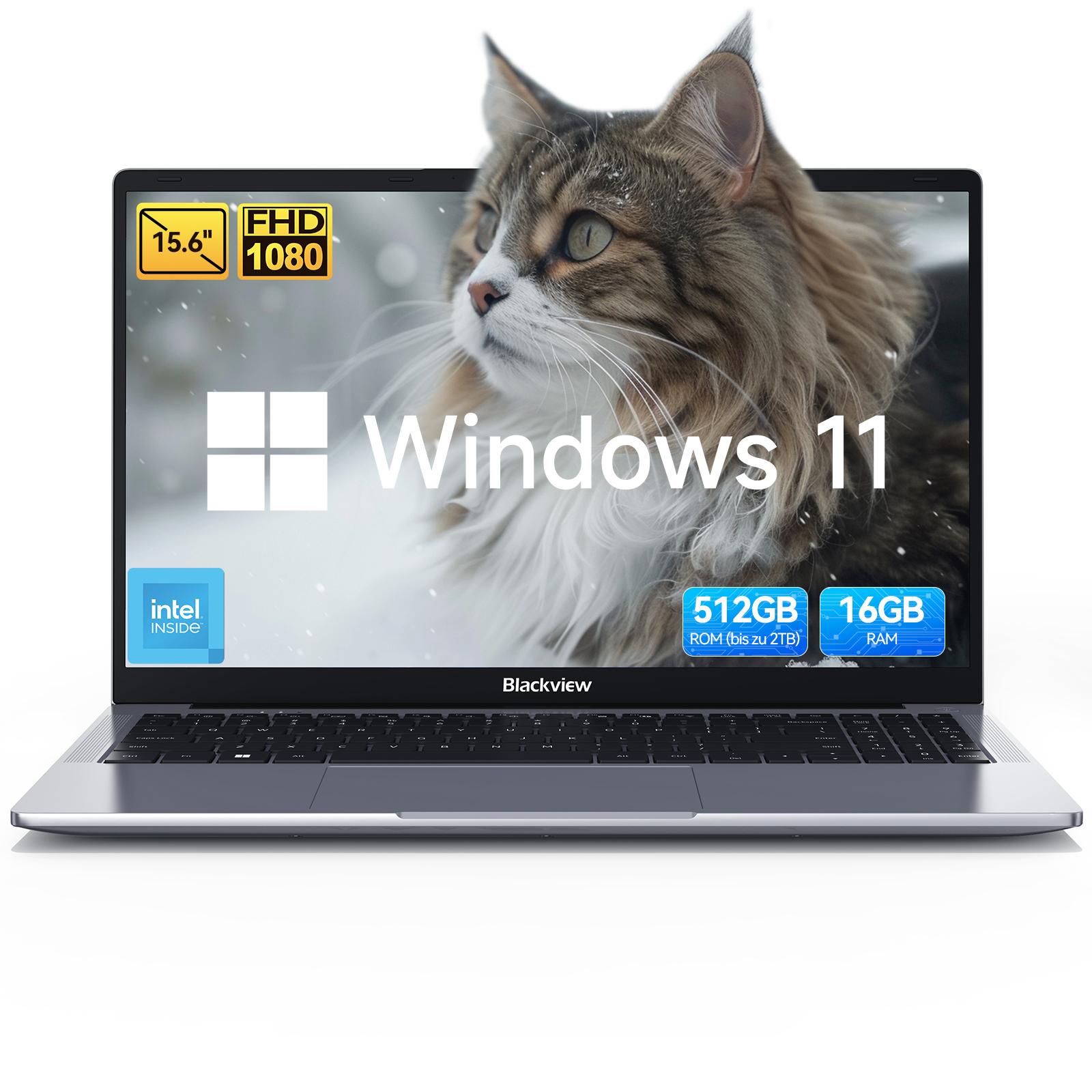 Blackview 15.6" FHD Acebook 6 Laptop, Intel Twin Lake 3500U Notebook 4x3.6Ghz, 16GB DDR4+512GB SSD/1TB, 180° drehbar, Windows 11, Tastatur-Aufkleber Acebook6