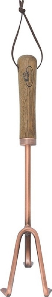 Linoows Handharke, Harke, Grubber, Rechen, Gartenwerkzeug mit Holzgriff, verkupfert