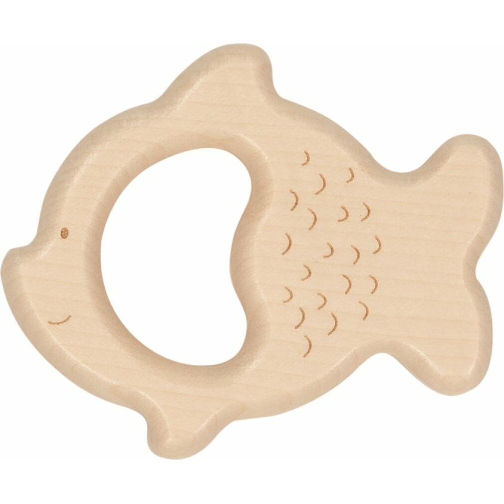 Goki Beißring - Holzrassel Fisch naturBabyspielzeug GK65258