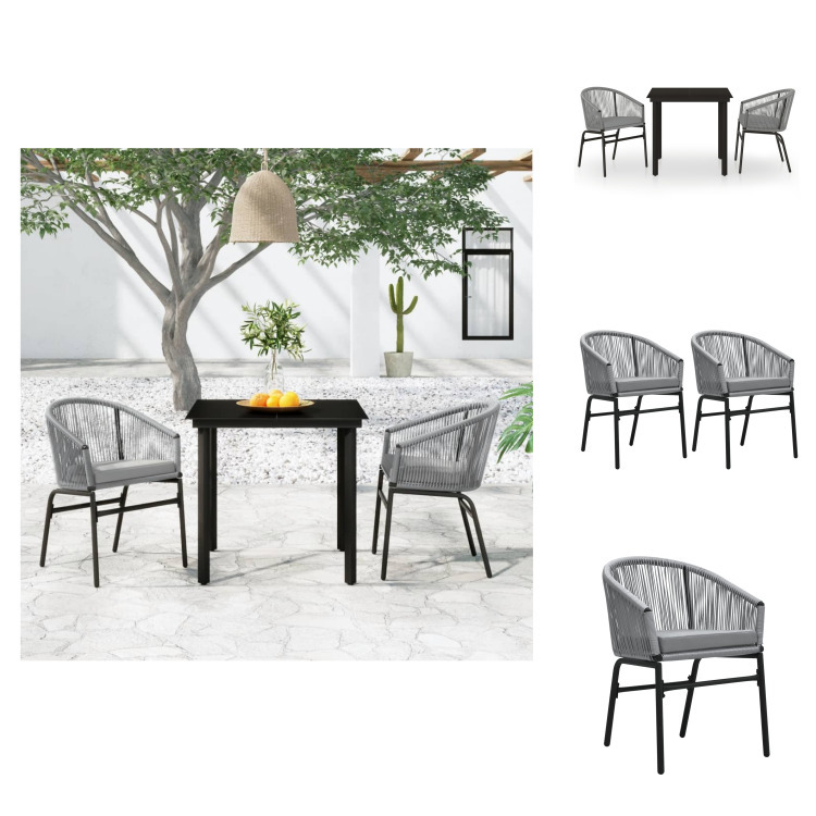 vidaXL 3-dielny záhradný jedálenský set sivý - Záhradné nábytkové zostavy