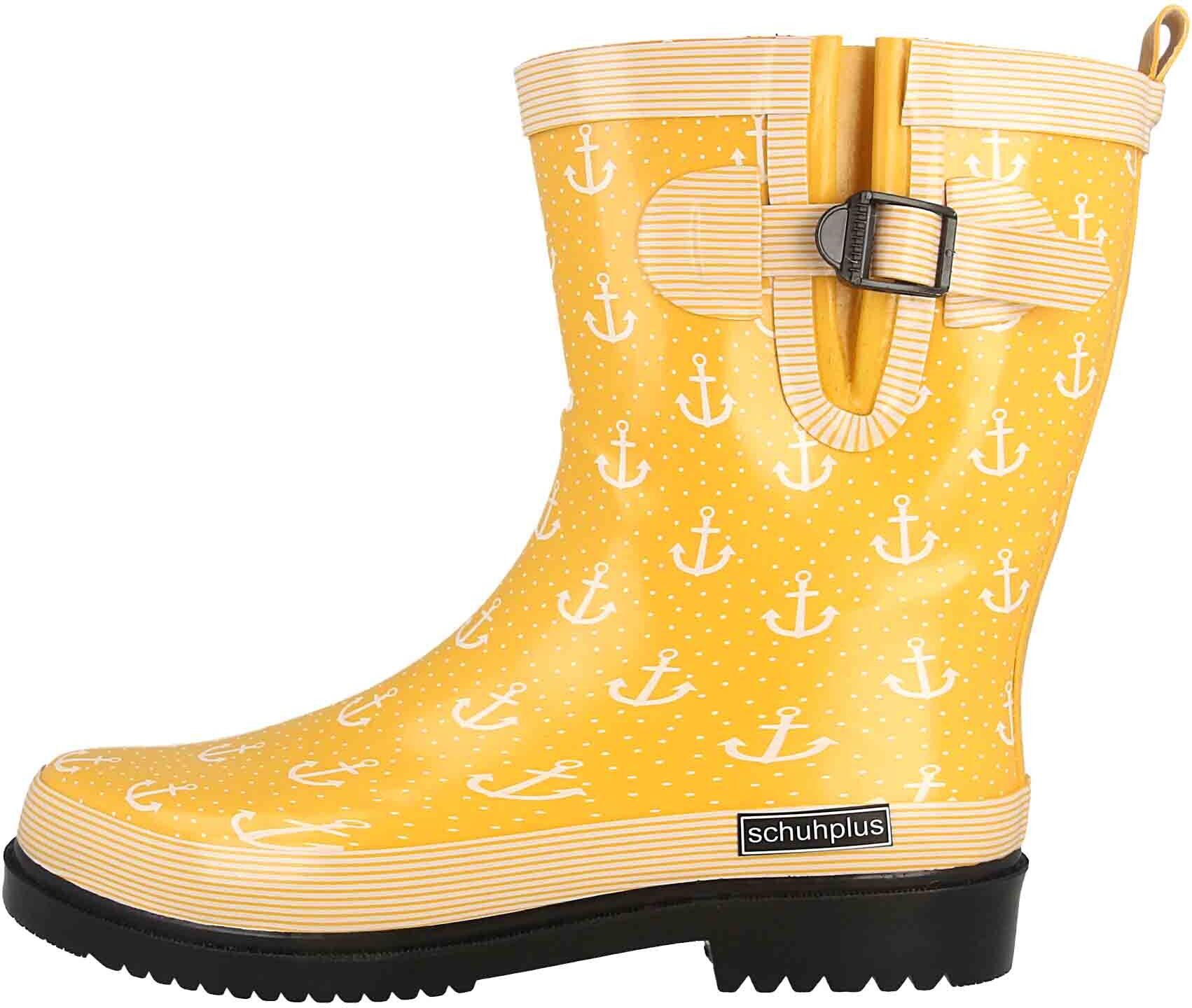 schuhplus Gummistiefel in Übergrößen Gelb Marleen-Gelb-Weiß große Damenschuhe