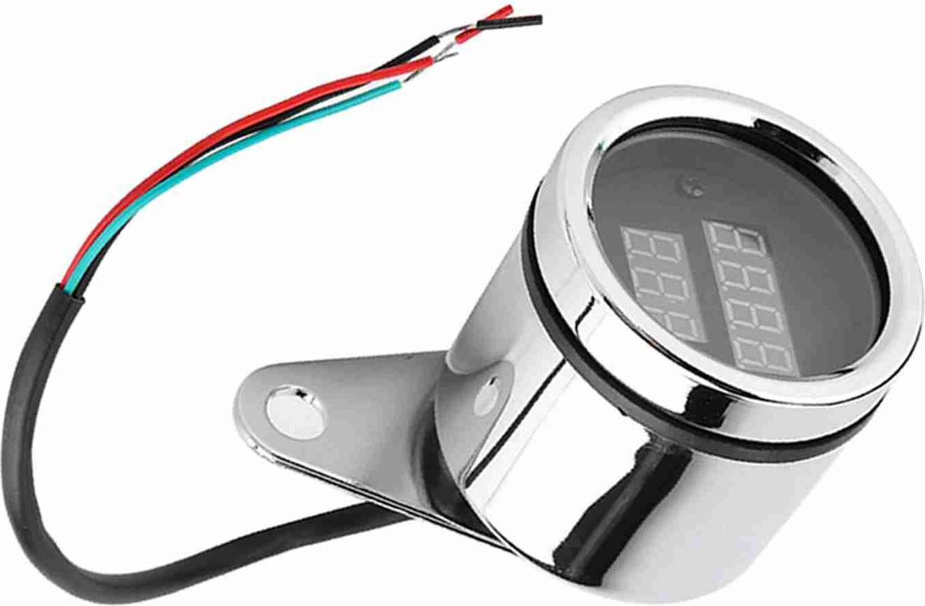 Cocosity 2 in 1 Motorrad LED Digital Voltmeter Tachometer Messgerät Metall Kilometerzähler Tachometer