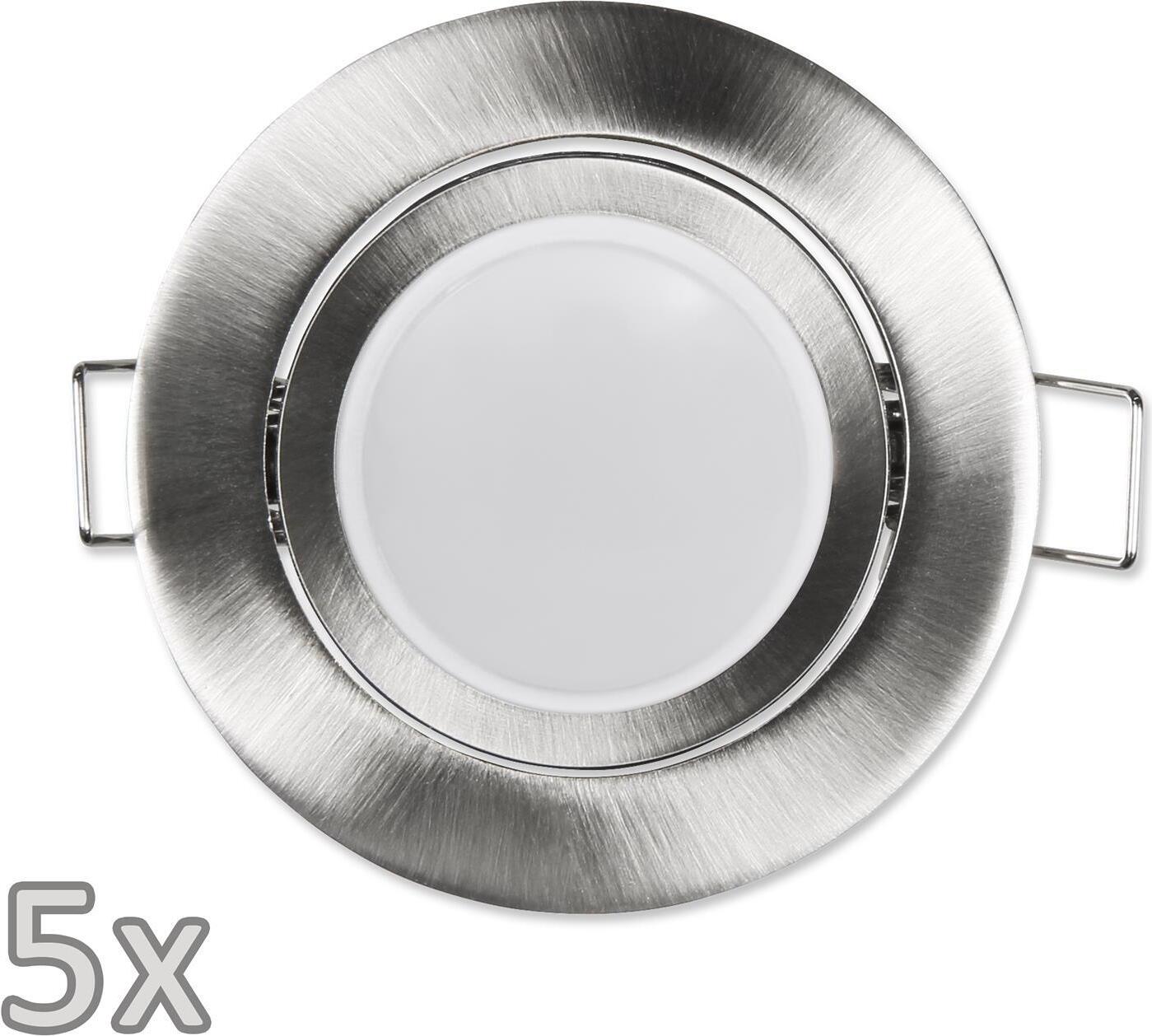 Einbauleuchten-Set McShine, 5xRahmen, 5xLED-Modul, 3W, 265lm, 230V, Edelstahl 1452973