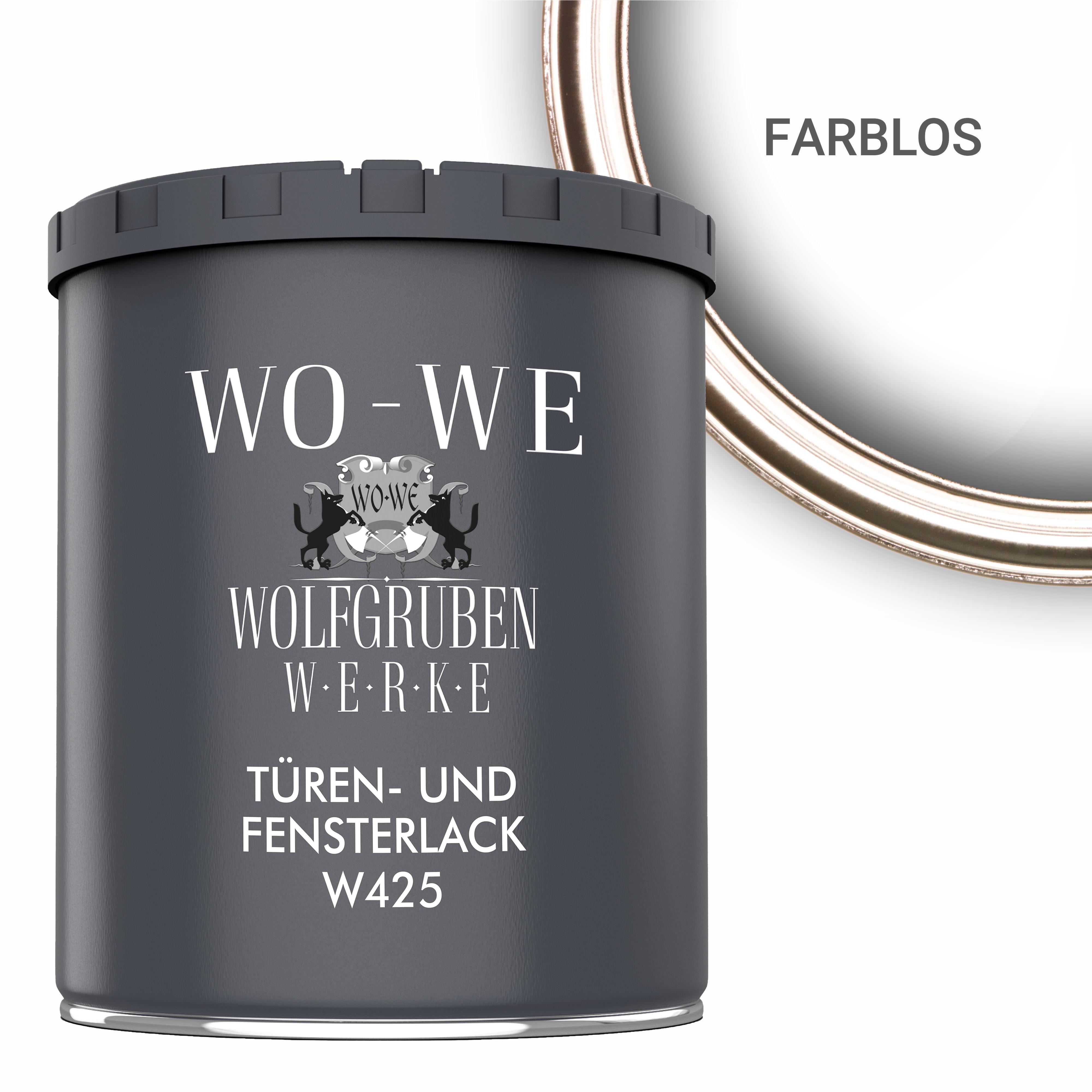 WO-WE Türen und Fensterlack 3in1 Türenlack Klarlack Holzfenster Farbe W425 Farblos - 750ml