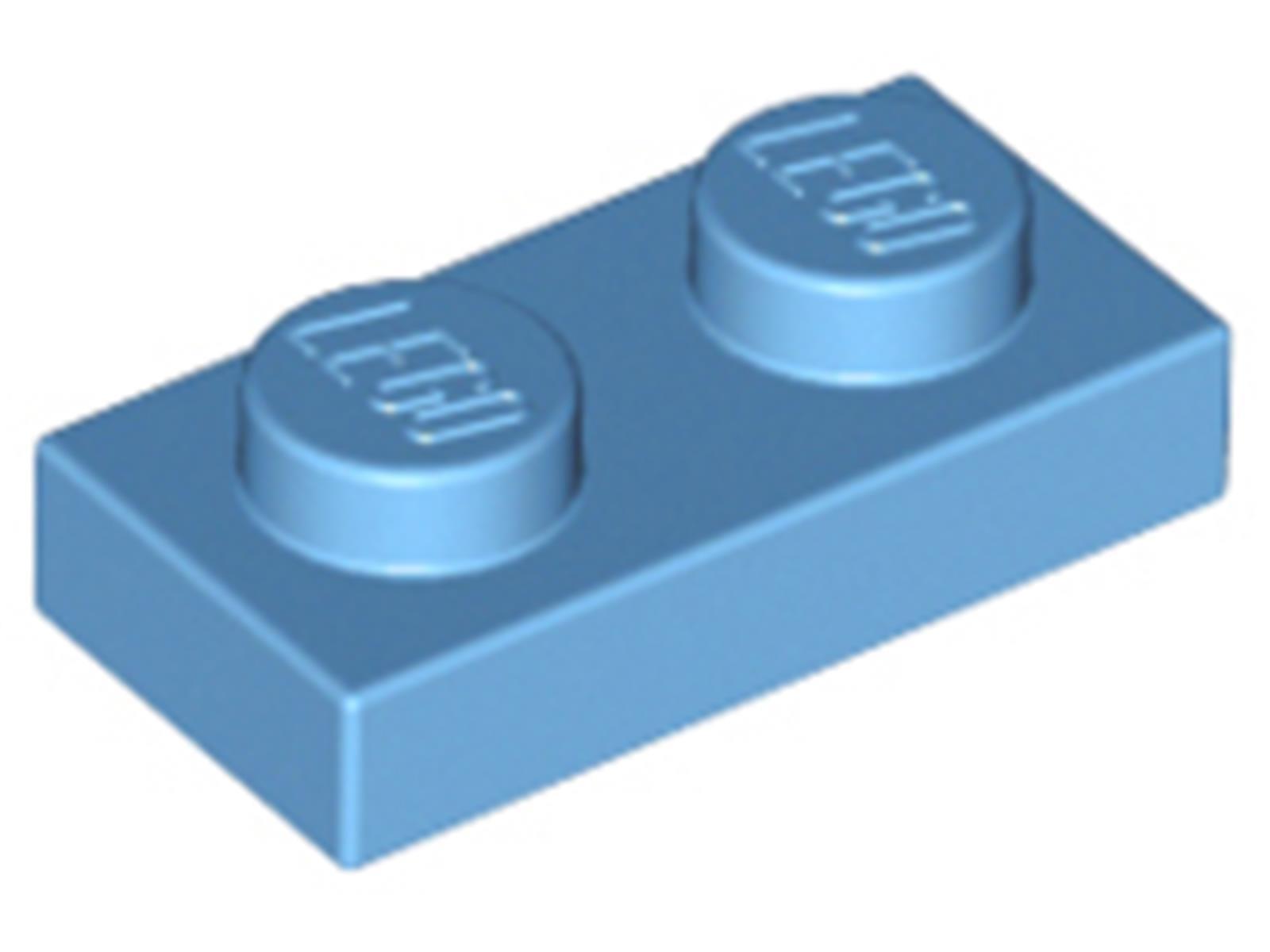Lego® 10x 1x2 dosky 3023 - Stredne modrá doska - stredne modrá
