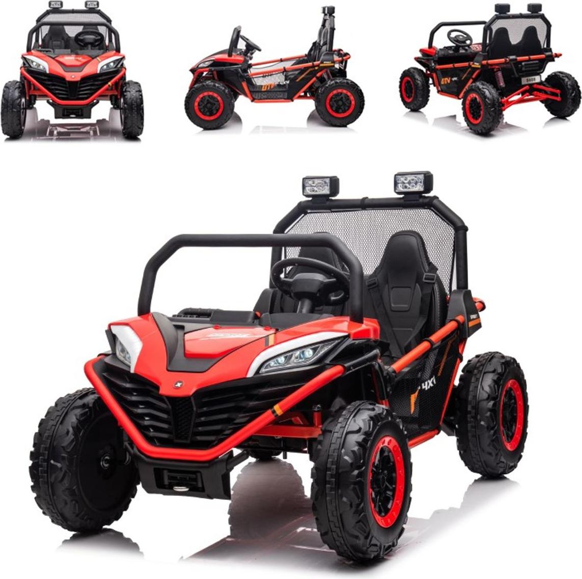 Chipolino Kinder Elektrofahrzeug Explorer Doppelsitzer Offroad LED Hupe MP3 USB rot ELKBEX0251R