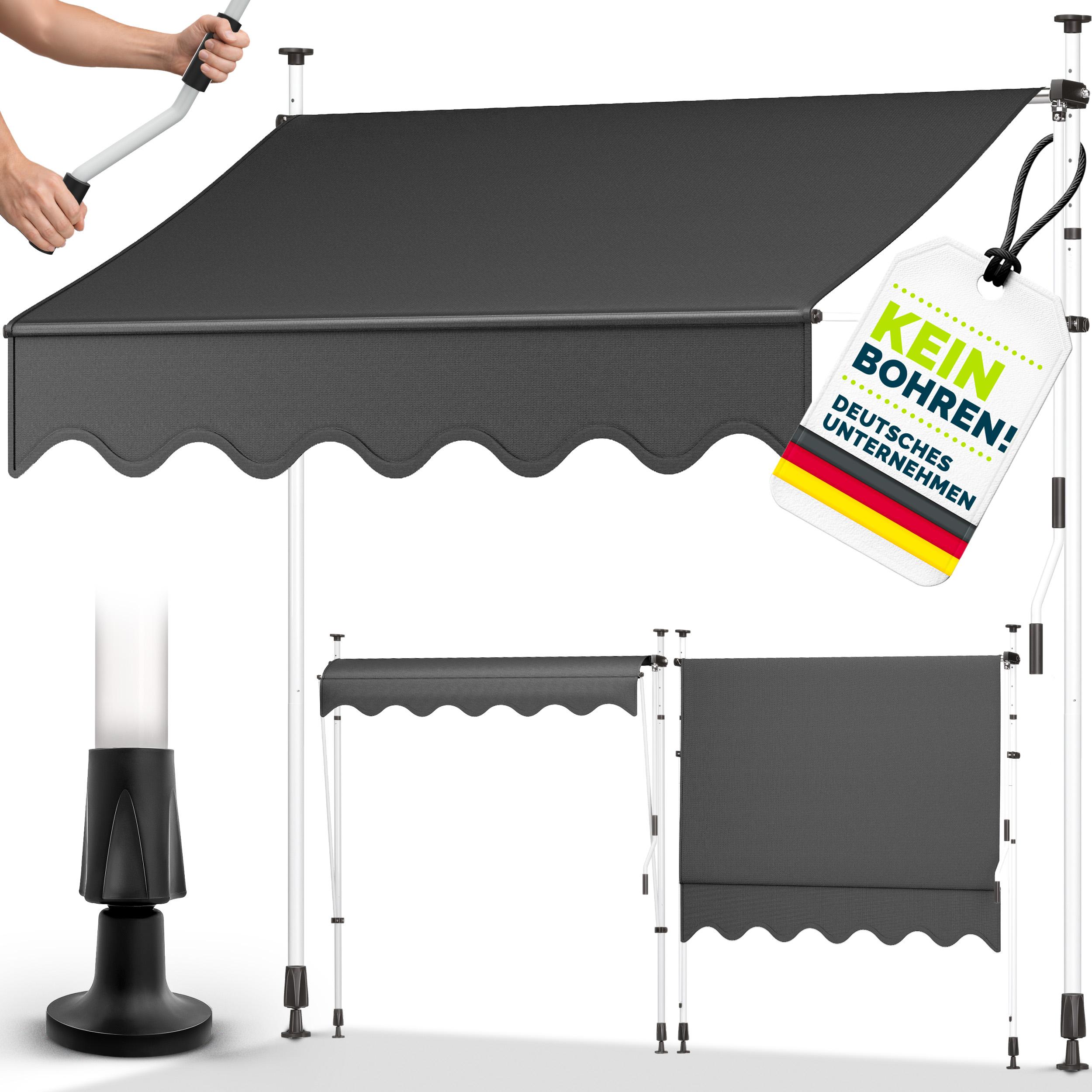 VidaXL Tenda Da Sole Retrattile Manuale 3x2,5 M – Antracite, Con Pali, Impermeabile UV