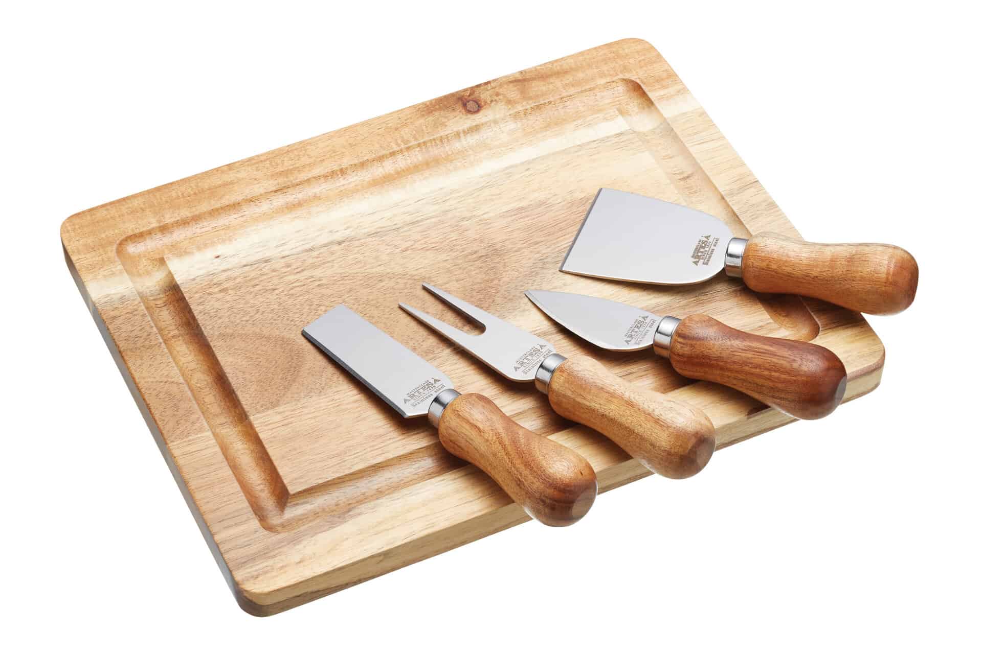 Artesà Käseplatte aus Akazienholz mit Messer-Set